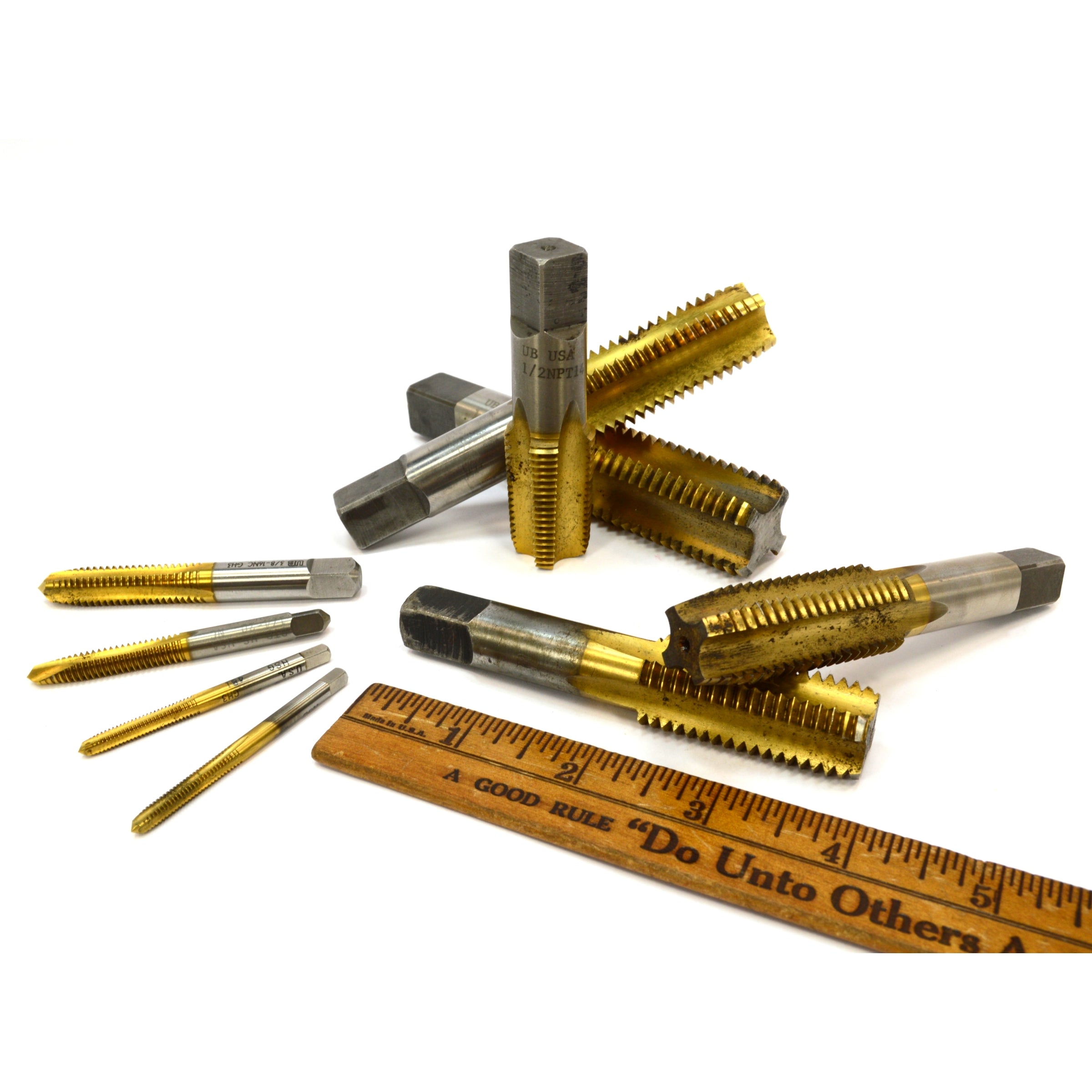 Premium Used UNION BUTTERFIELD Tap Set - 9 Sizes (1/8, 1/4, 3/8, 1/2, 5/8, 3/4, 7/8, 1 inch) for Metalworking, Plumbing & DIY Projects | High-Quality Industrial Tools