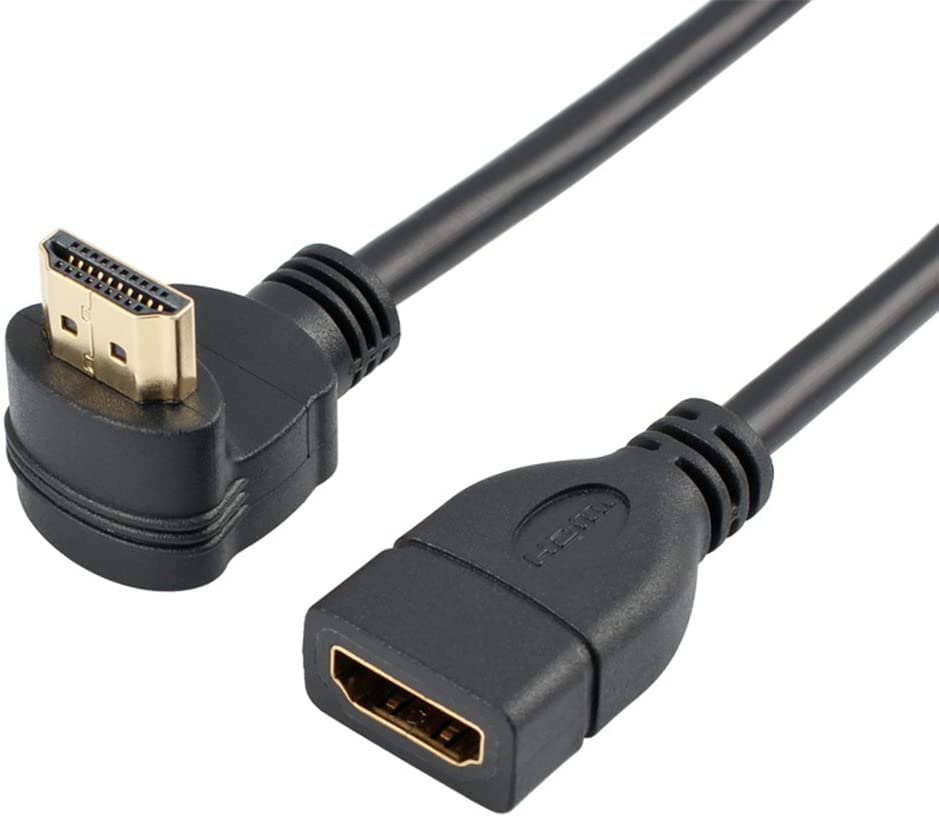 Halokny 90 Degree Right Angle HDMI Extension Cable - High Speed 4K Gold Plated Male to Female Adapter for Smart TV, Laptop, Monitor, Gaming Console - Perfect for Home Theater & Office Setup