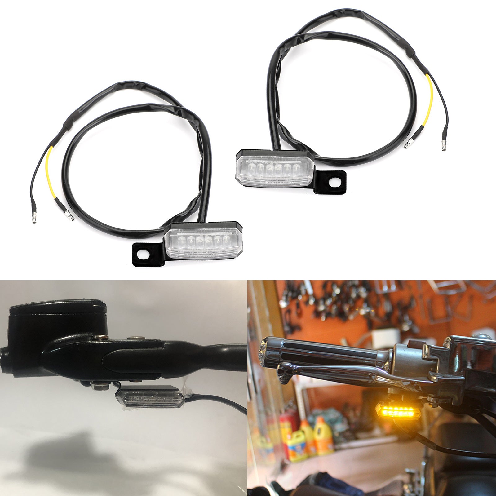 Universal Motorcycle LED Turn Signal Lights - Pair of Bright Front Indicator Lamps for Harley, Honda, Yamaha & More - Ideal for Night Riding and Safety Enhancement