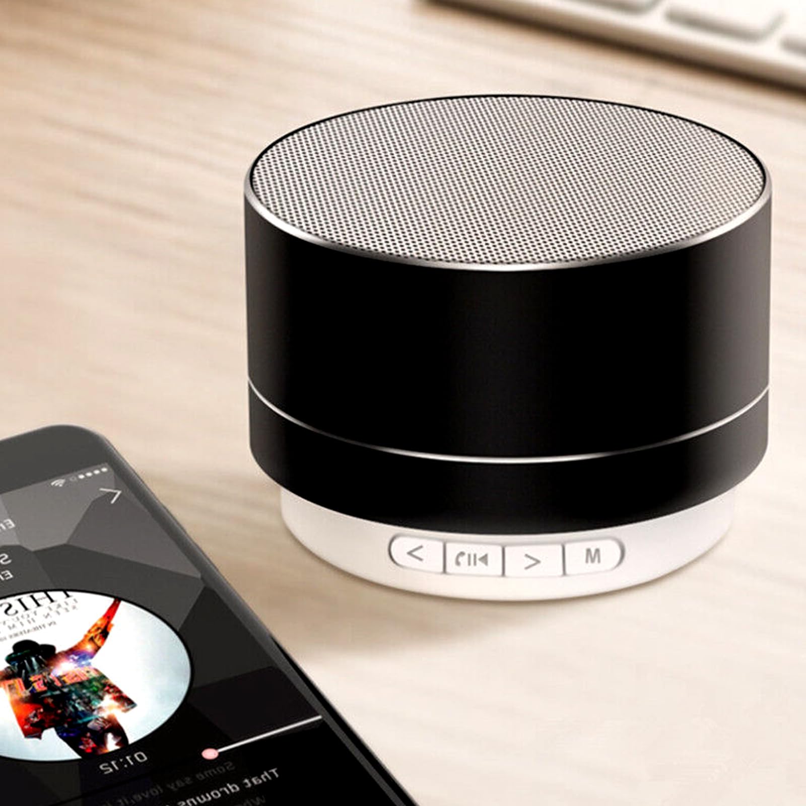 NTEK Mini Portable Bluetooth Speaker - Wireless Outdoor Speaker with Noise-Cancelling Microphone, Compact & Powerful Sound for Car, Bike, Hiking, Beach, Shower & Travel (Black) | Perfect for Camping, Pool Parties & Home Use
