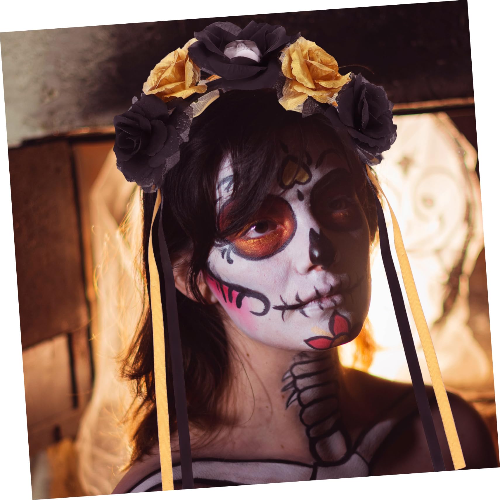 Halloween Skull Headband for Women - Day of the Dead Flower Crown Headdress for Cosplay, Bridal & Party | Perfect for Halloween Costumes, Themed Parties & Gothic Fashion