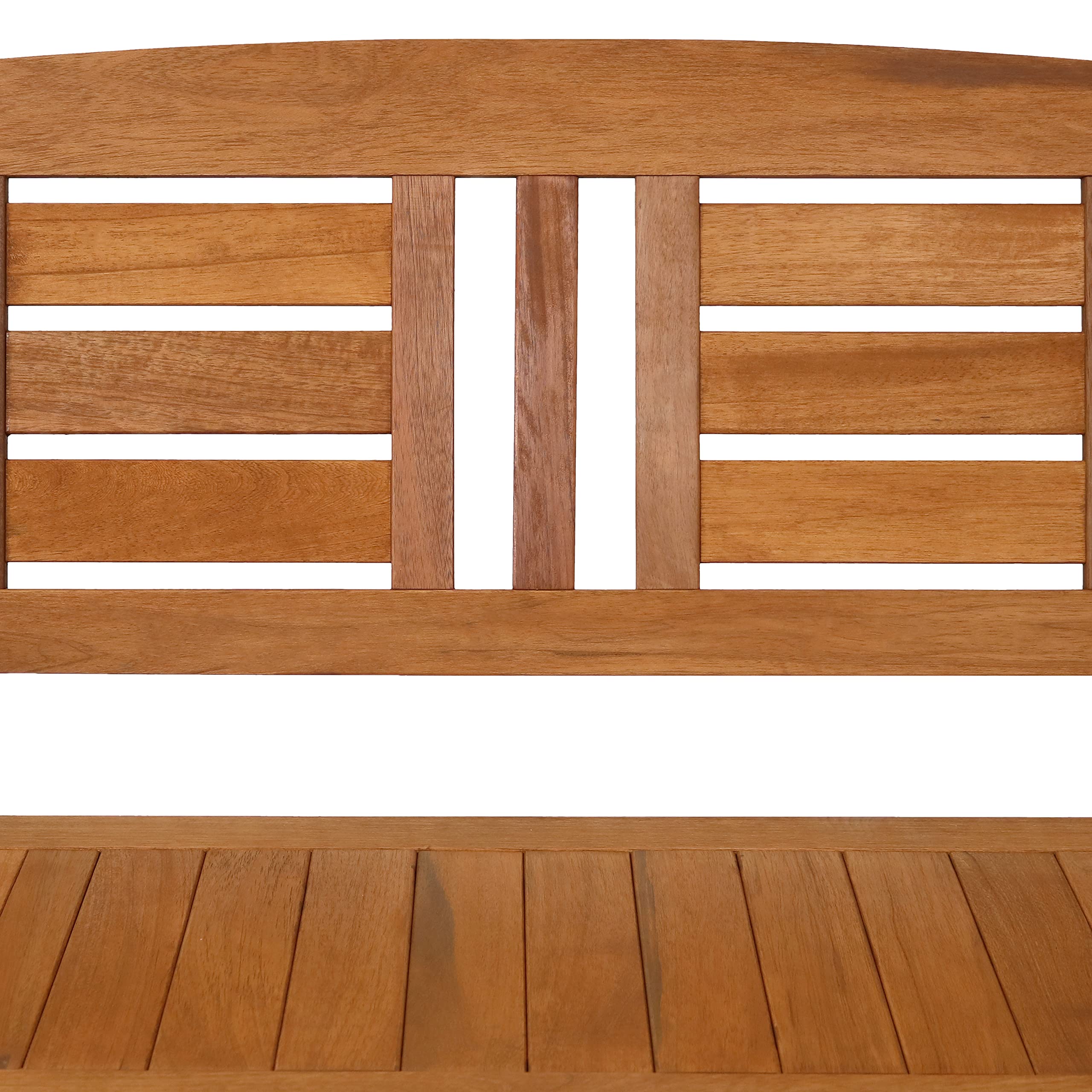 51-Inch Meranti Wood Outdoor Storage Bench with Teak Oil Finish - Weatherproof Patio Furniture for Garden, Deck, and Backyard Seating & Storage