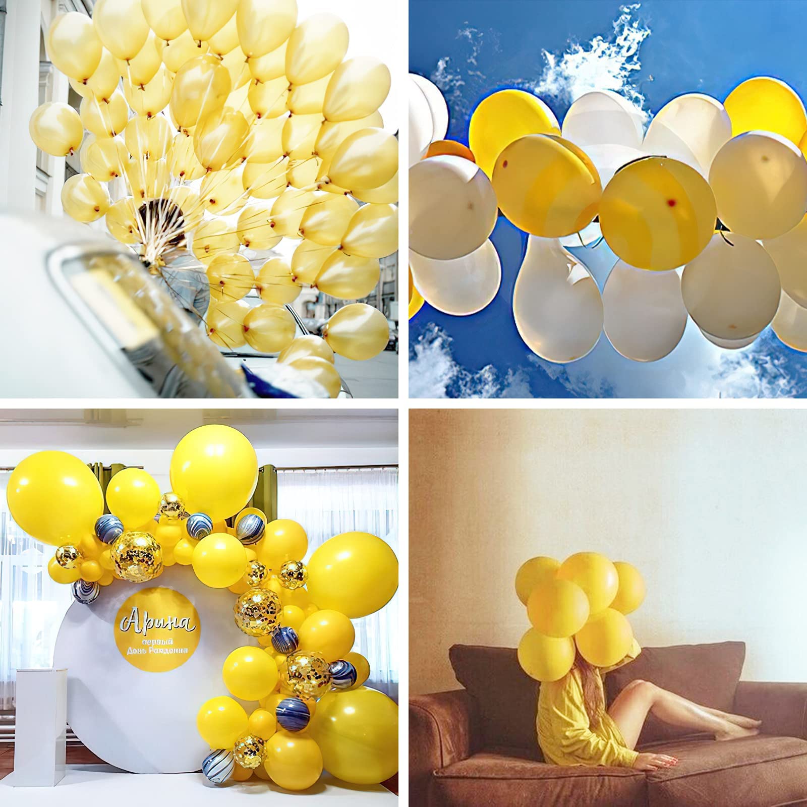 120 Pcs 5 Inch Matte Yellow Latex Balloons for Party Decor - Bulk Yellow Balloons for Balloon Garland, Arch, Birthday Party, Baby Shower Decorations (Yellow-Y55) | Perfect for Birthday Parties, Baby Showers & Wedding Decorations