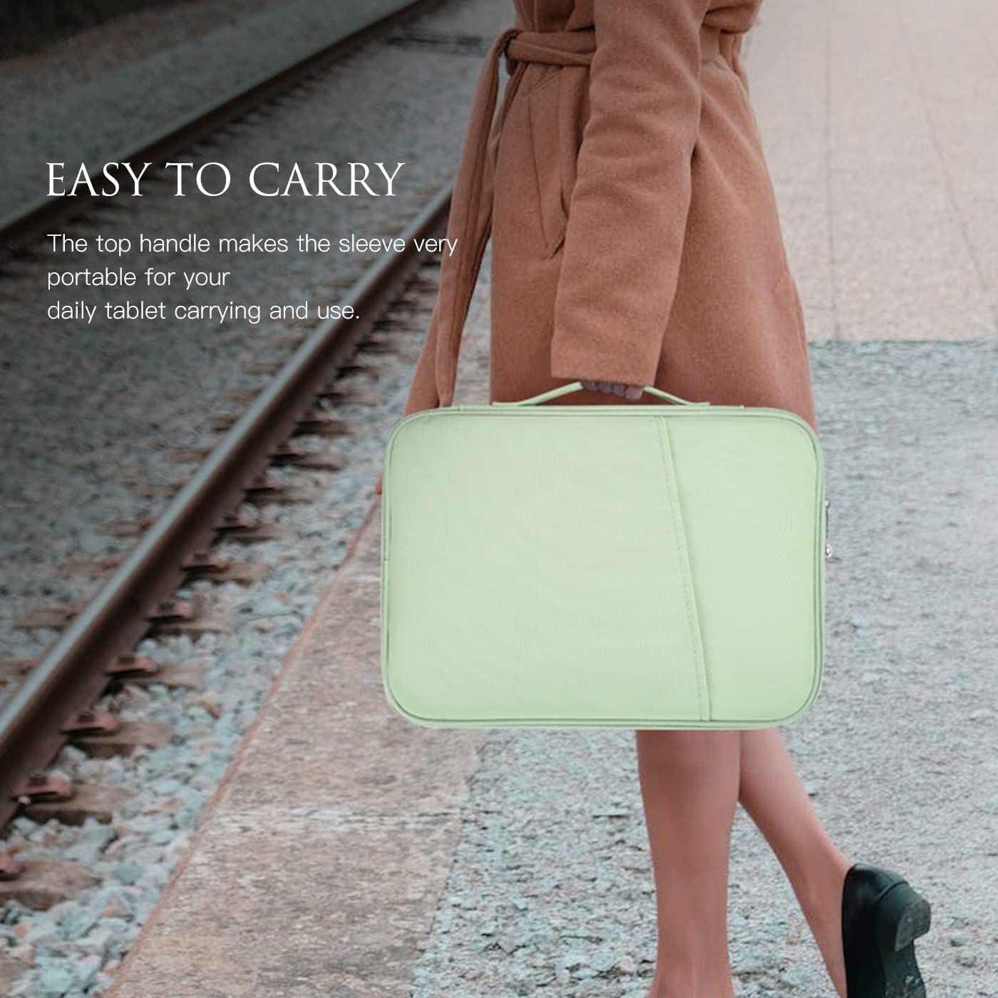 Premium 12.9 Inch iPad Pro Sleeve Case - Protective Travel Cover for 2024 iPad Pro M4 & iPad Air M2/M3 with Magic Keyboard | Compatible with Surface Pro 10/9/8/X | Durable Green Tablet Bag for Work, School & Travel
