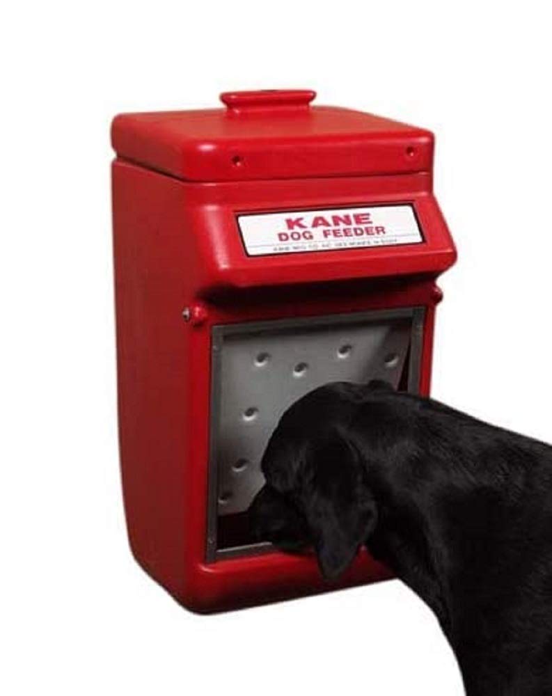 Kane KDF 25 lb Automatic Wall Mount Dog Feeder with Auto-Shut Off - Durable HDPE & 304 Stainless Steel Pet Food Dispenser - Perfect for Outdoor, Kennel, or Large Breed Dogs