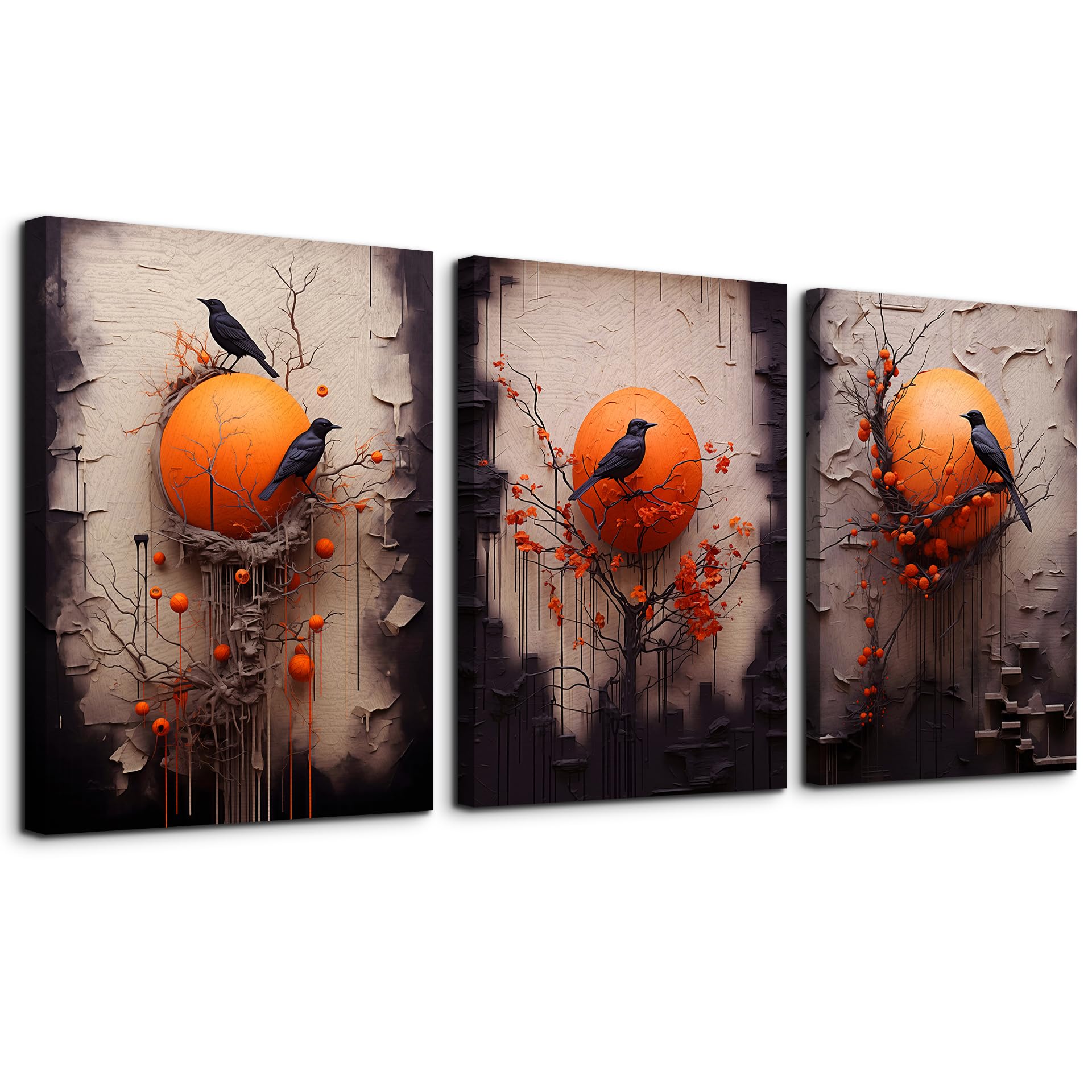 Modern Abstract Bird Canvas Wall Art Set - 3 Piece 12x16 Inch Framed Paintings for Living Room, Bedroom & Office Decor - Inspirational Home Wall Decor & Gift Idea