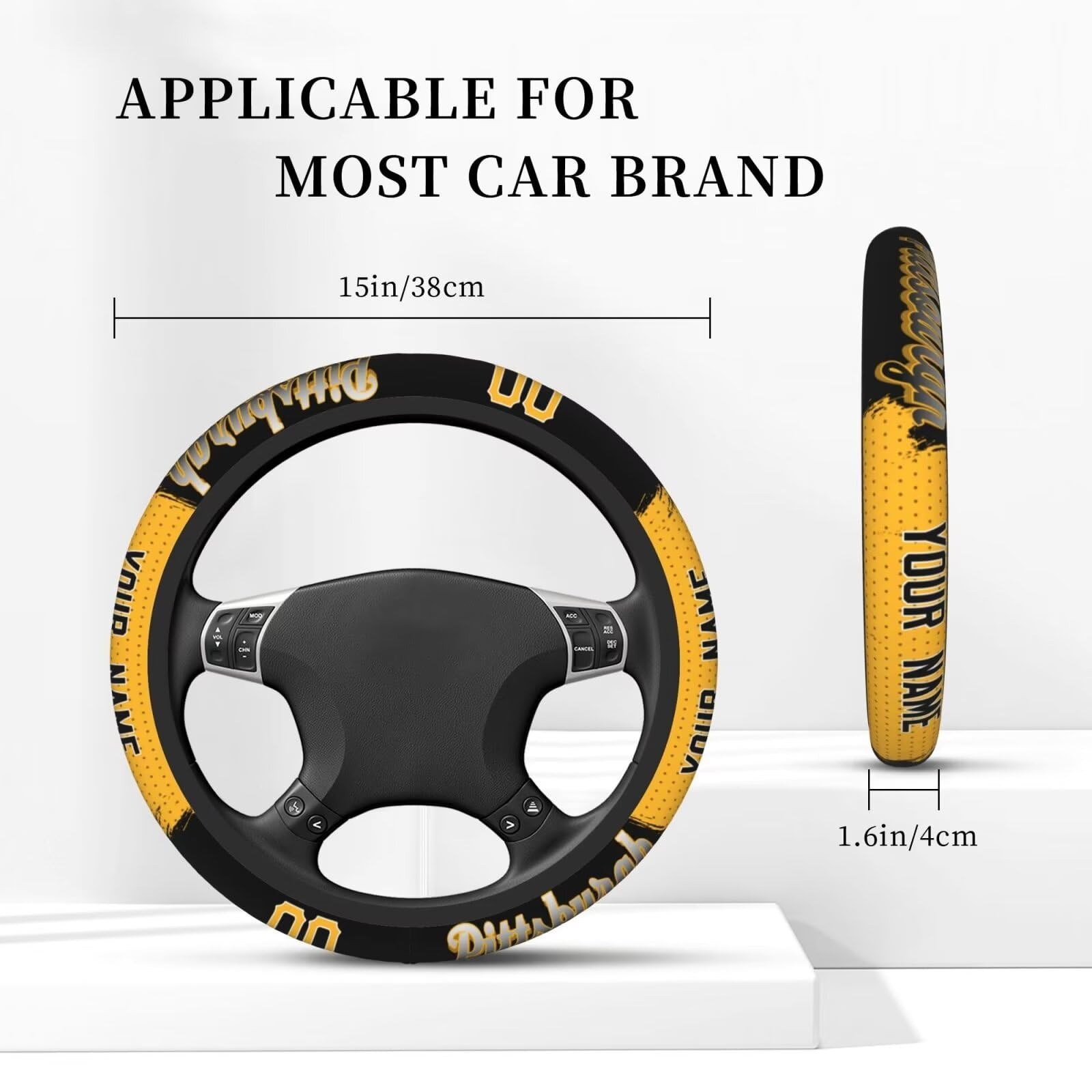 Custom Personalized Anti-Slip Baseball Steering Wheel Cover - 15 Inch Universal Fit for Cars, SUVs, ATVs & Trucks - Great for Sports Fans & Safe Driving
