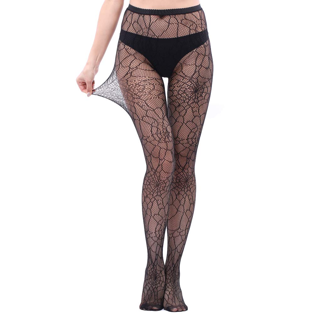 WEANMIX Women's Fishnet Stockings - Lace Patterned High Waist Tights & Pantyhose - Sexy Fishnets for Party, Cosplay & Night Out