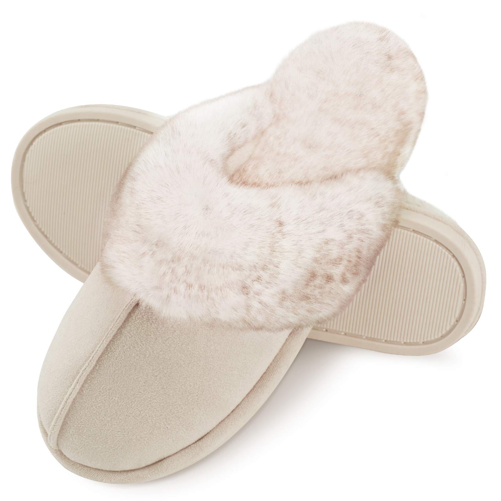 Cozy Furry Women's Slippers - Fuzzy Fluffy House Shoes with Faux Fur, Warm Soft Memory Foam & Anti-Skid Rubber Sole | Perfect for Indoor Comfort, Relaxation & Winter Lounging