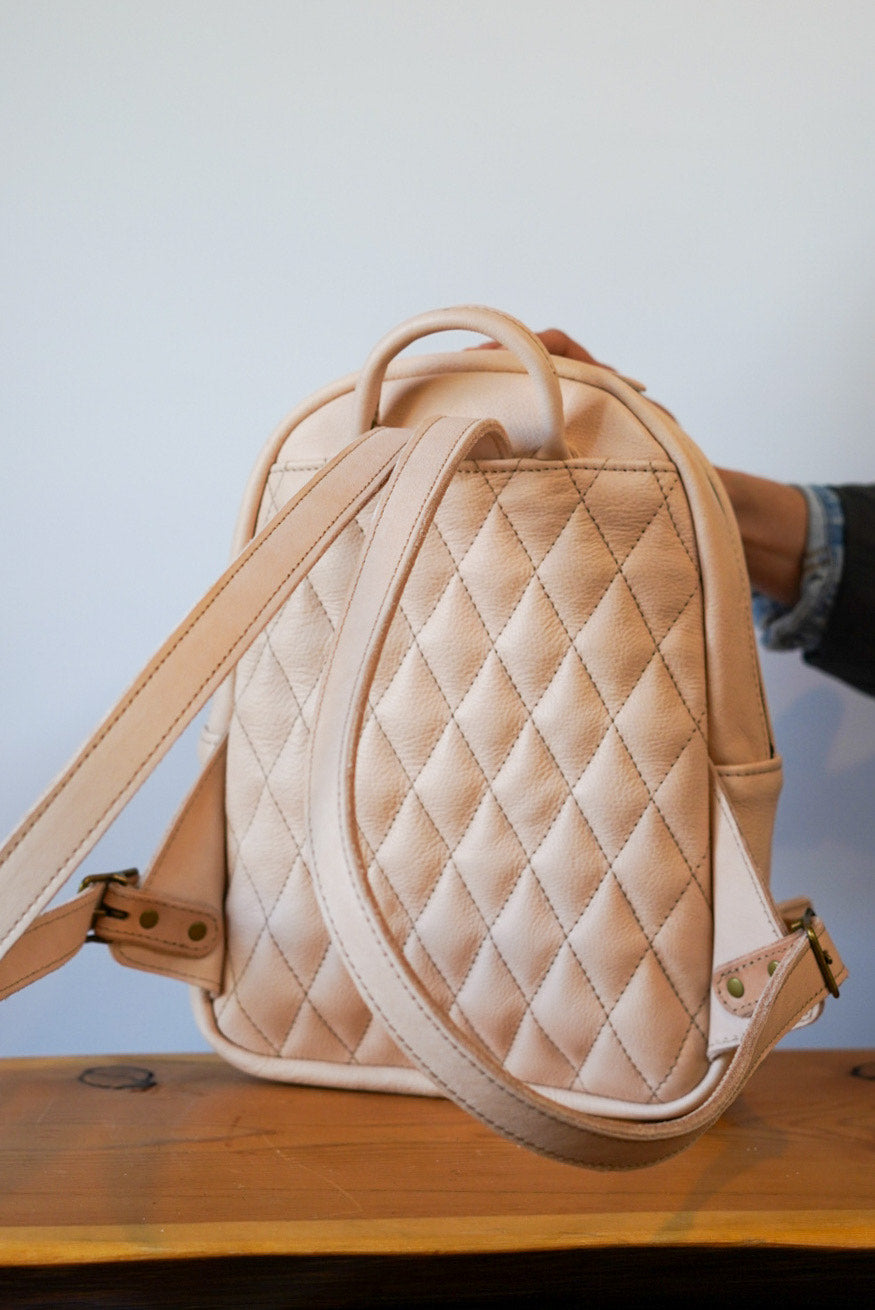 Premium Mini Venture Backpack - Diamond Stitch Vegan Leather Hiking Daypack for Travel, Work & Outdoor Adventures