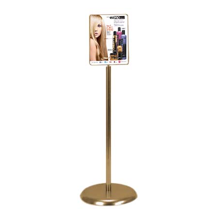 8.5 x 11 Gold Finish Pedestal Sign Holder with Weighted Base - Elegant Display Stand for Retail Stores, Restaurants & Events