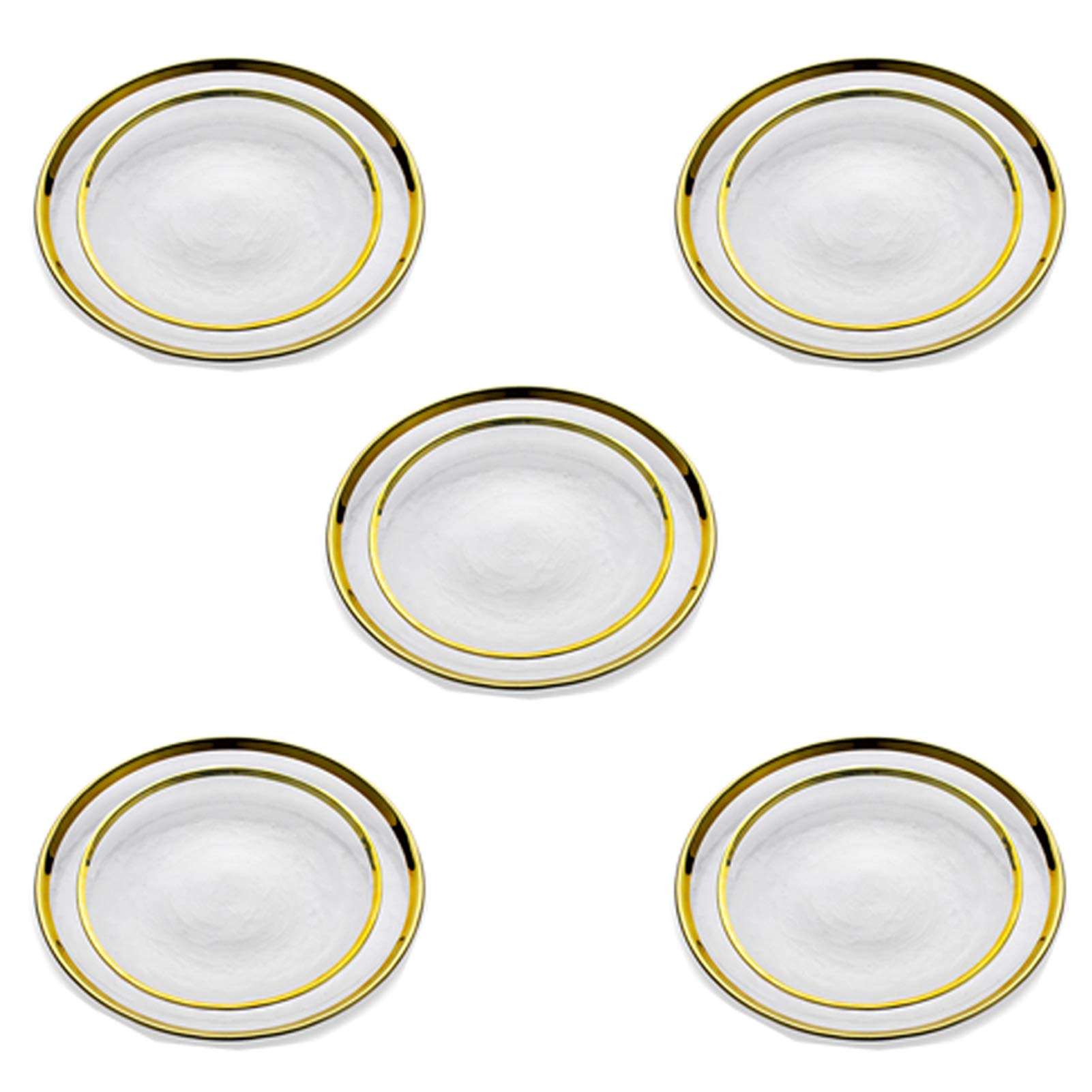 NUPTIO 10-Piece Gold Rim Glass Charger Plates Set - Clear Round Salad Dishes & Dinner Plates for Wedding, Christmas, Easter Party Decor - Elegant Table Setting for Fine Dining, Buffet & Dessert Display
