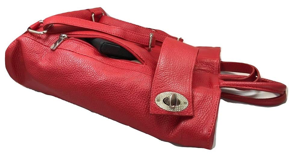 Stella Convertible Leather Backpack Purse for Women - Stylish Travel Tote Bag in Red | Perfect for Work, School & Weekend Getaways