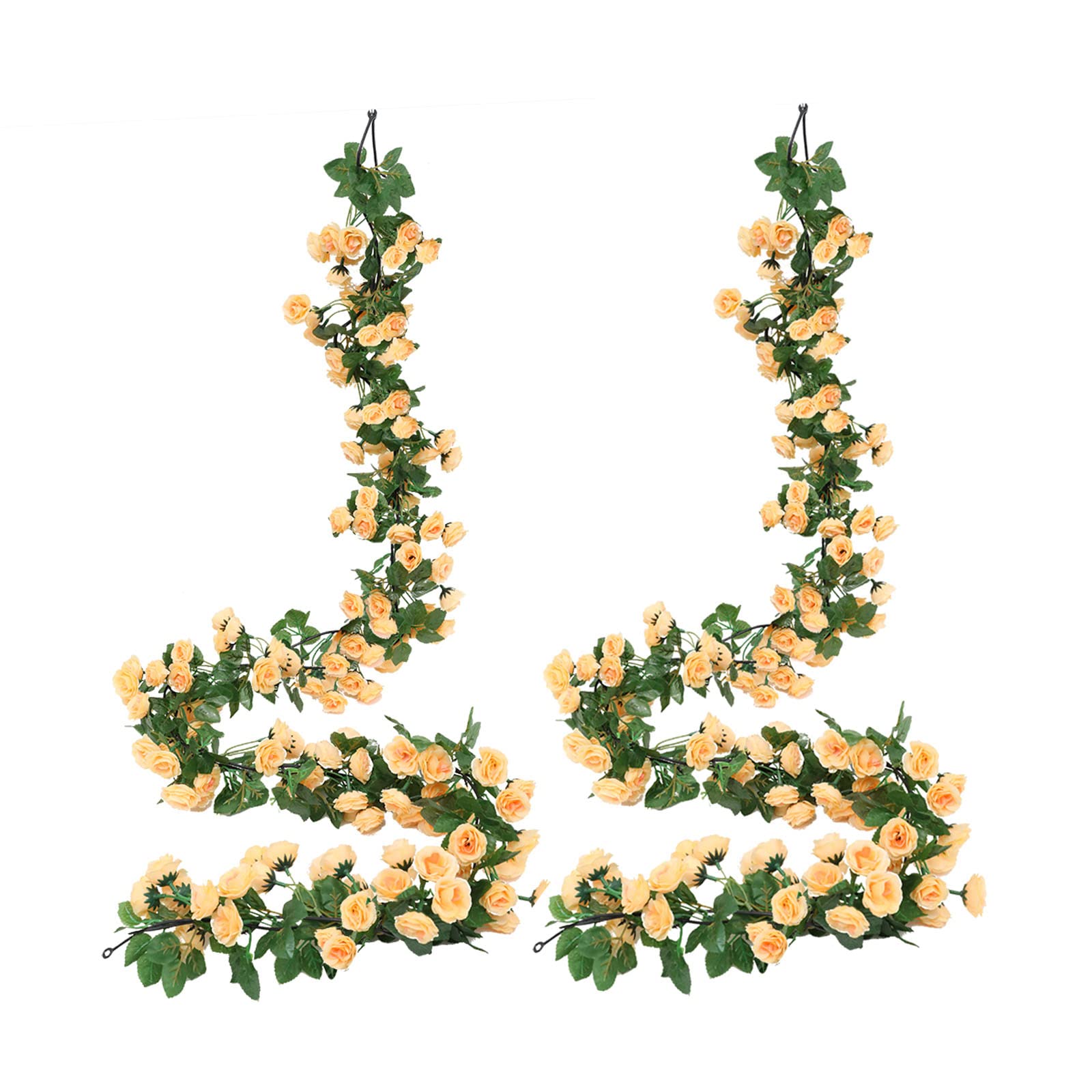 2 Pack Artificial Rose Vine Garland - 69 Heads Champagne Fake Flowers for Wedding Arch, Hanging Garden Decor, Floral Arrangement & Home Craft | Perfect for Weddings, Parties, and Indoor/Outdoor Decorations