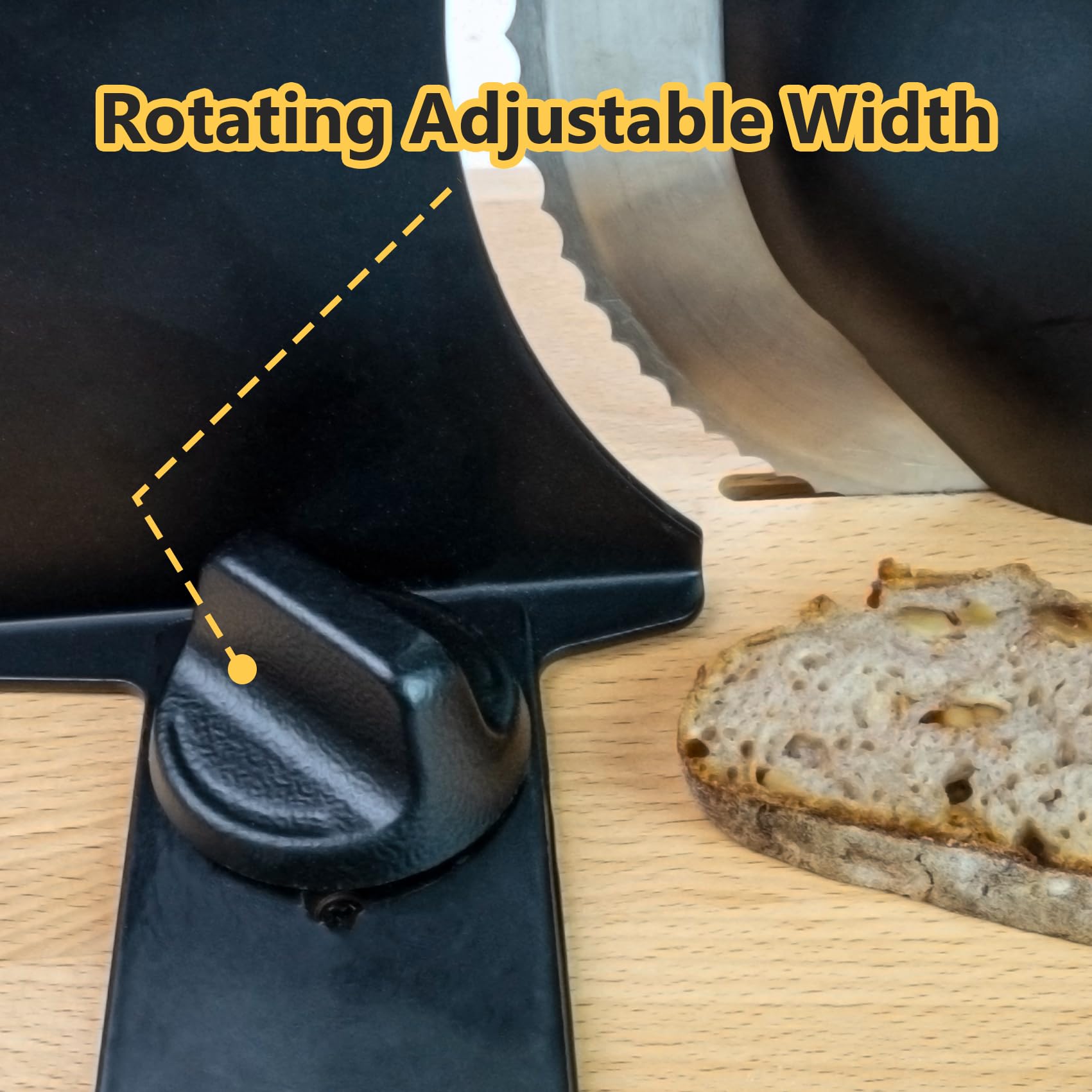 Classic Manual Bread Slicer - Adjustable Hand Crank Bread Cutter for Homemade Loaves (0.8 Inch Thickness, Black) | Perfect for Home Baking, Sandwiches & Breakfast Prep