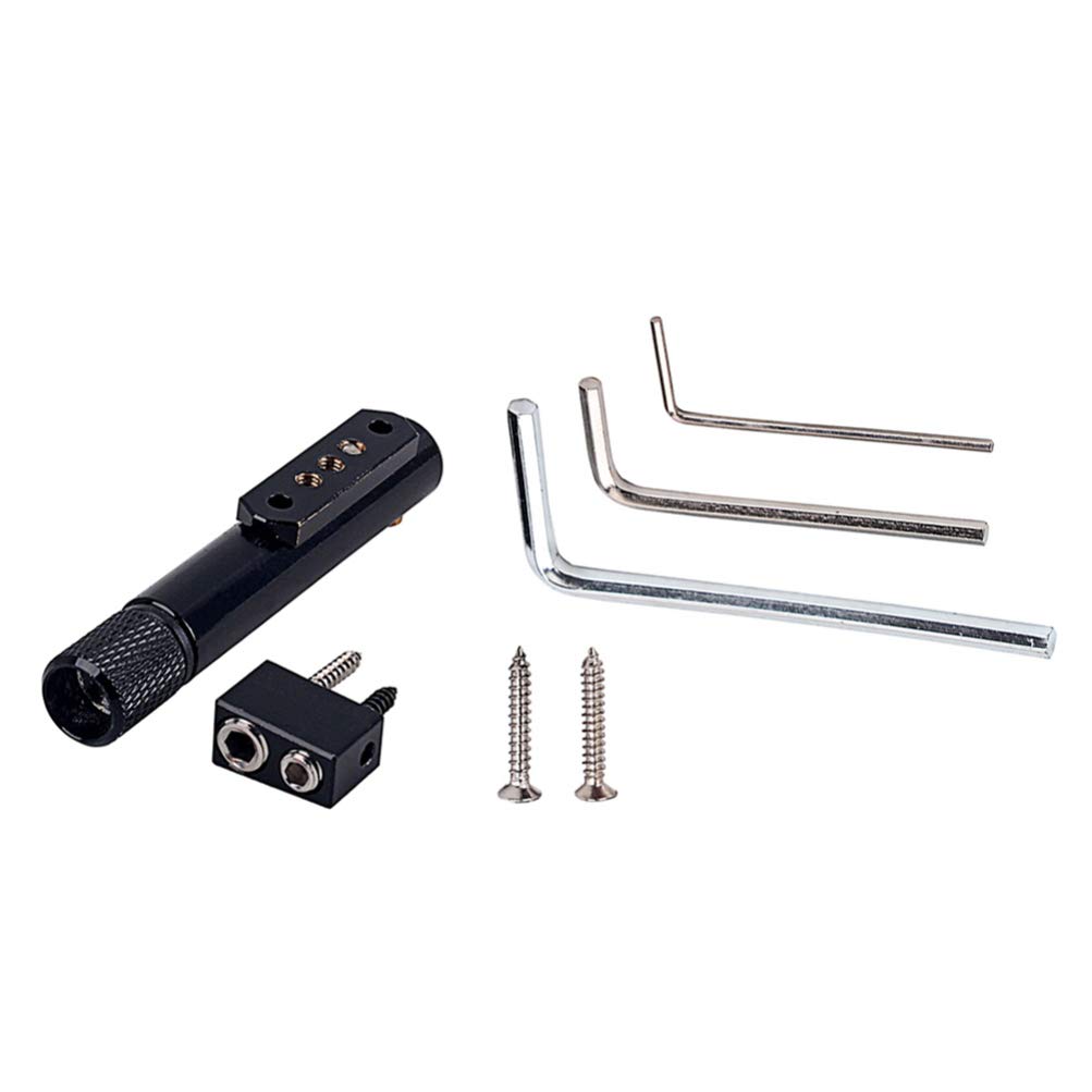 5 String Jazz Guitar Bridge - Single Tremolo Electric Guitar Bridge with Round Saddle - Black Double Bass Bridge for Headless Guitars - Perfect for Jazz, Rock & Metal Performances