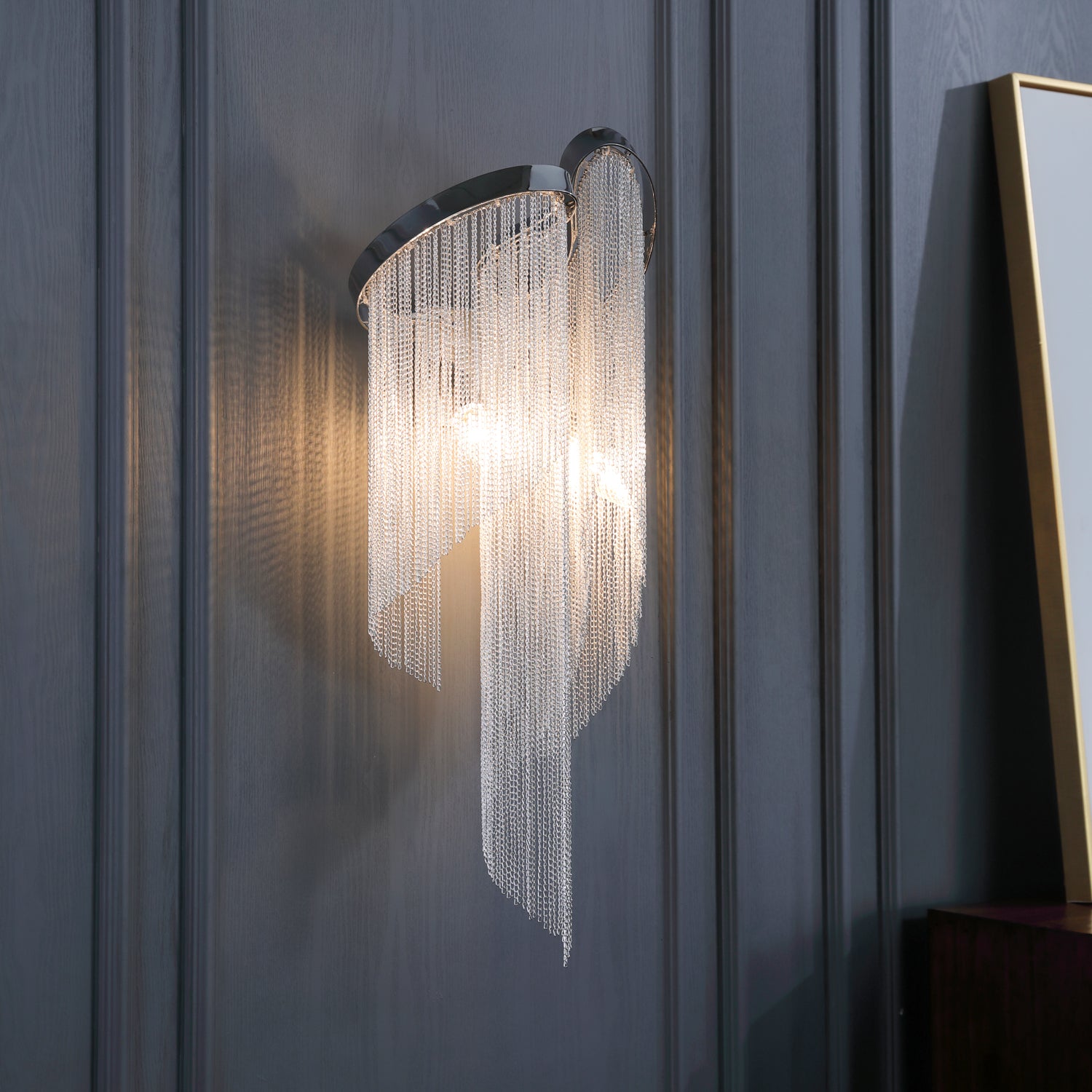 Elegant Chain Tassel Wall Lamp - Vintage Boho Ceiling Light Fixture for Bedroom, Living Room & Dining Room Decor