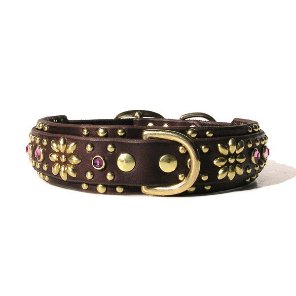 Premium Goddess Leather Dog Collar - Handmade Adjustable Pet Collar for Small Medium Large Dogs - Stylish & Durable for Walks, Training, and Everyday Use