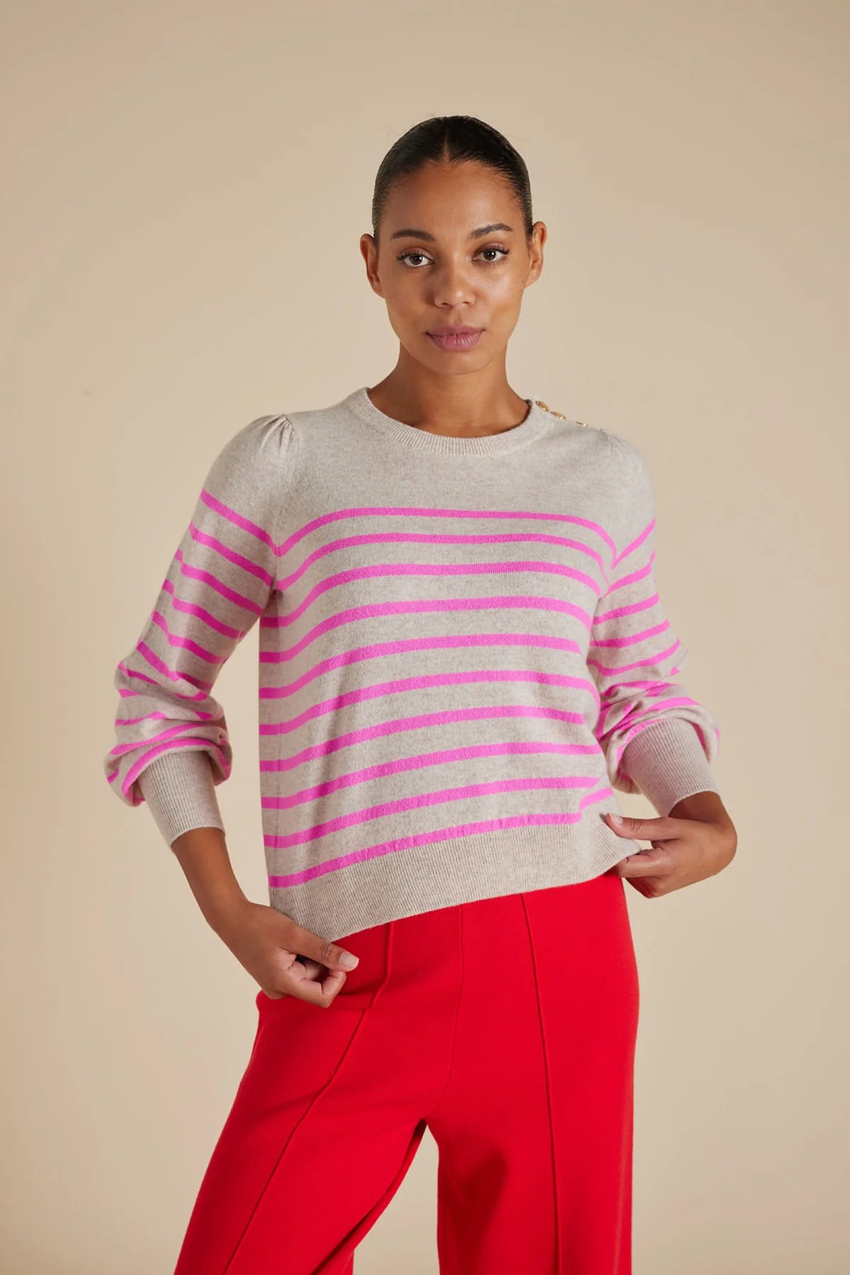 ELOISE SWEATER IN PORRIDGE - Women's Casual Knit Pullover for Fall & Winter - Perfect for Office, Dates, and Cozy Evenings