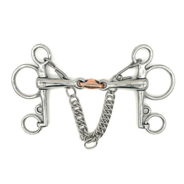Jake Adams Small Copper Double Jointed Elliptical Pelham Bit - English Horse Riding Training Bit for Dressage & Jumping - Perfect for Show Horses & Equestrian Competitions