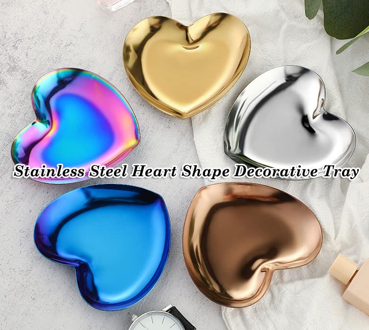 AKOAK 2-Piece Gold Heart Jewelry Tray - Necklace Ring Display & Home Decor for Gifts