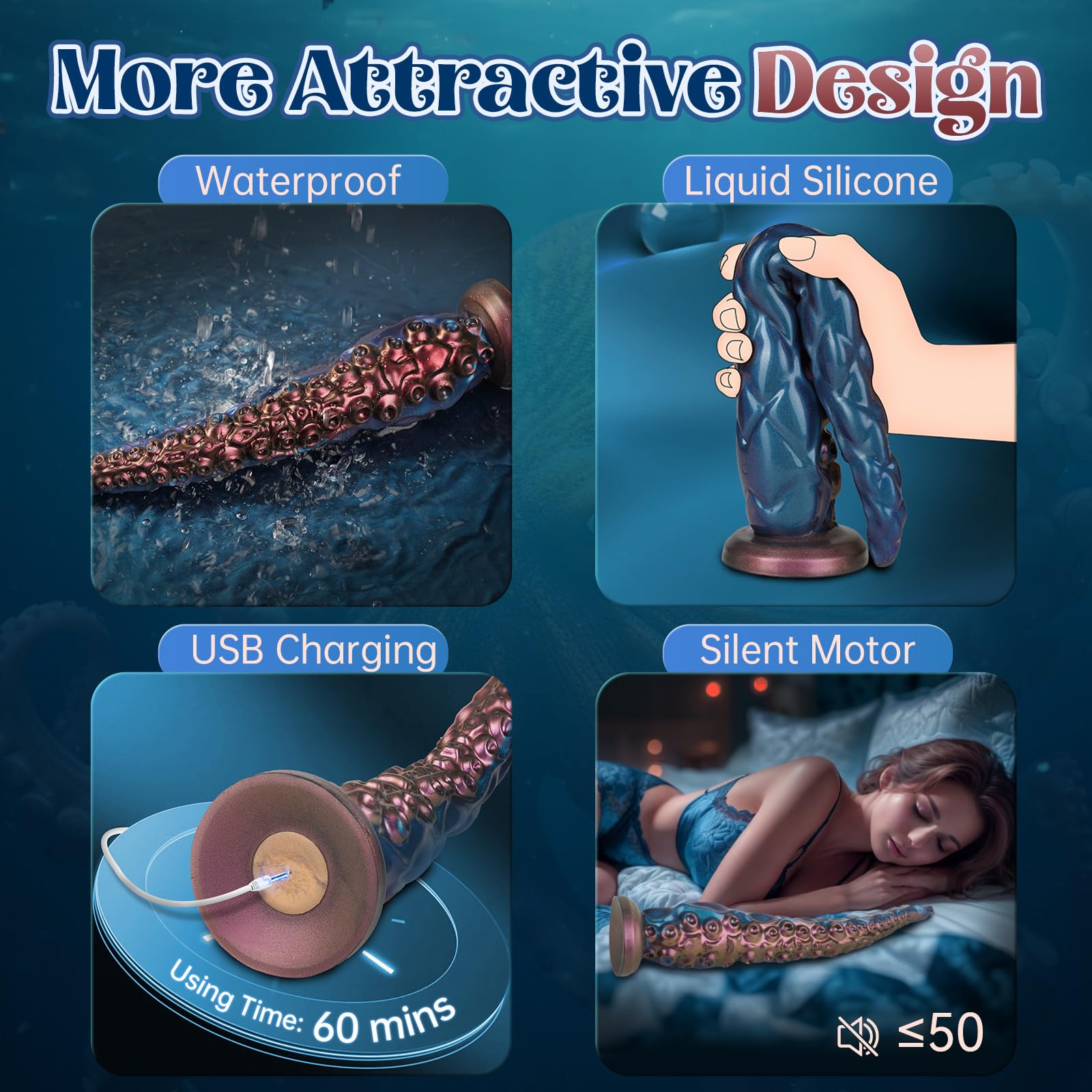 COKARAGE 14.6'' Monster Tentacle Vibrator Dildo - Remote Control & App Enabled, Multi-Speed Vibrations, Suction Cup Base for G-Spot & Anal Stimulation | Fantasy Adult Sex Toy for Couples & Solo Play | Perfect for Roleplay, BDSM & Sensory Exploration
