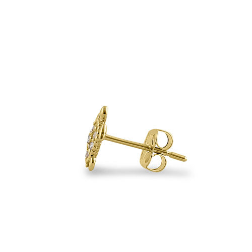 14K Yellow Gold Sea Turtle Cubic Zirconia Stud Earrings for Women - Perfect for Beach Vacations, Summer Parties & Gifts