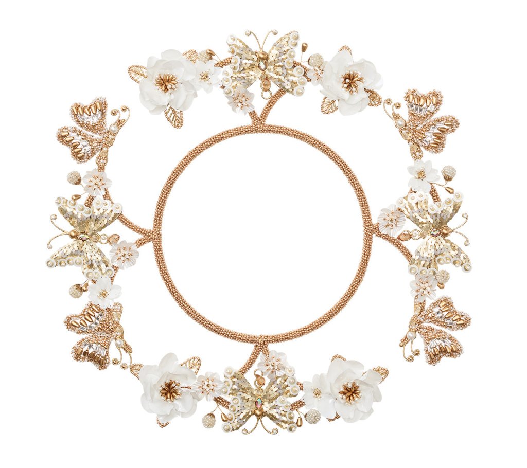Ivory & Gold Papillon Charger Set of 2 - Elegant Dinnerware for Fine Dining & Special Occasions
