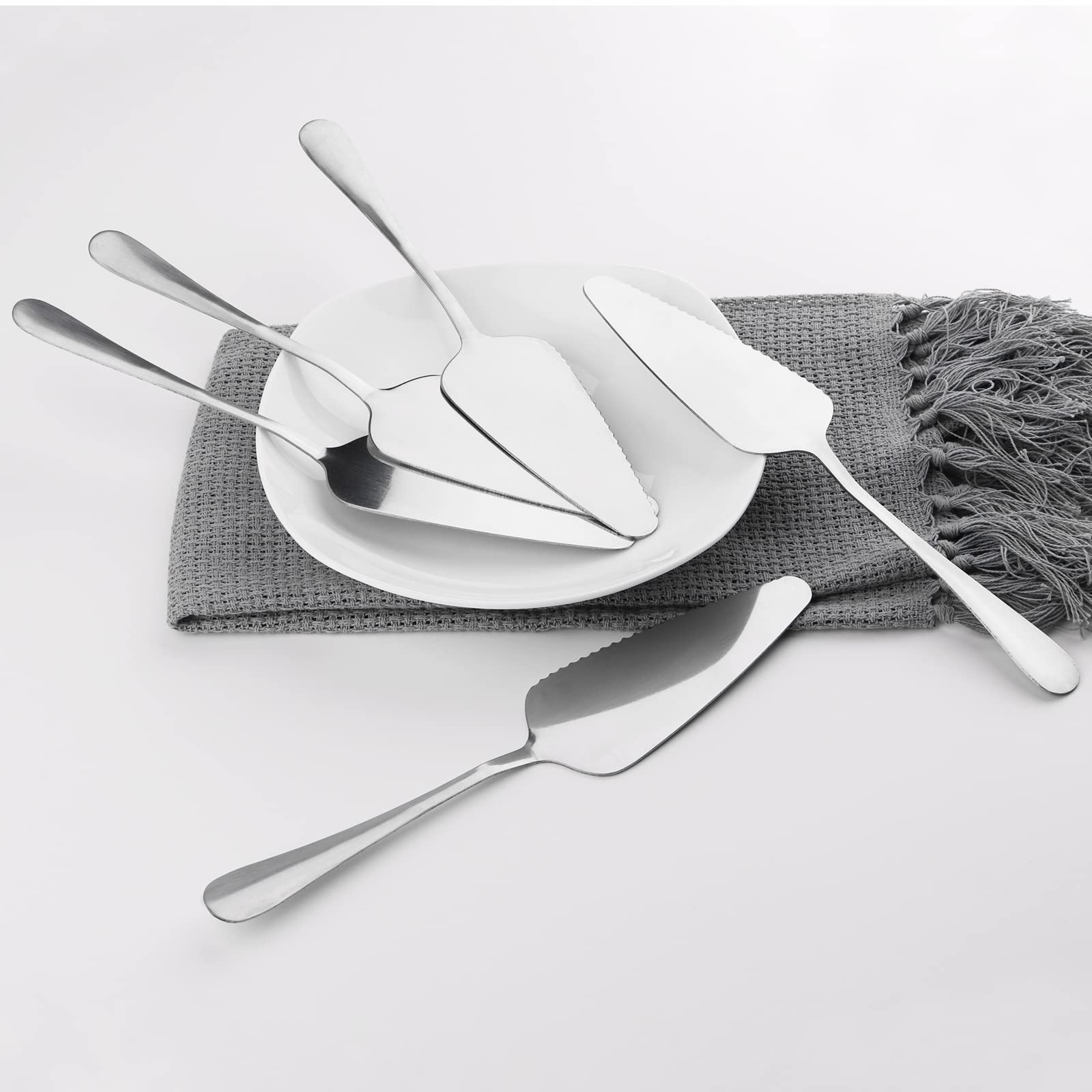 10-Piece Stainless Steel Cake Server Set - Professional Pie Spatula, Cake Lifter, Pizza Cutter & Dough Scraper - Rust-Proof Kitchen Utensils for Baking, Cake Decorating & Pastry Making - Perfect for Home Bakers & Professional Chefs