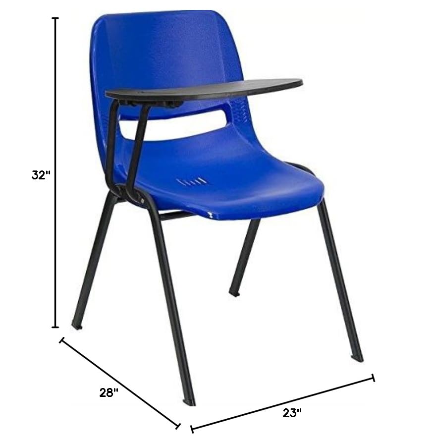 BOWERY HILL Blue Ergonomic Shell Chair - Comfortable Modern Office Chair for Home & Workspace