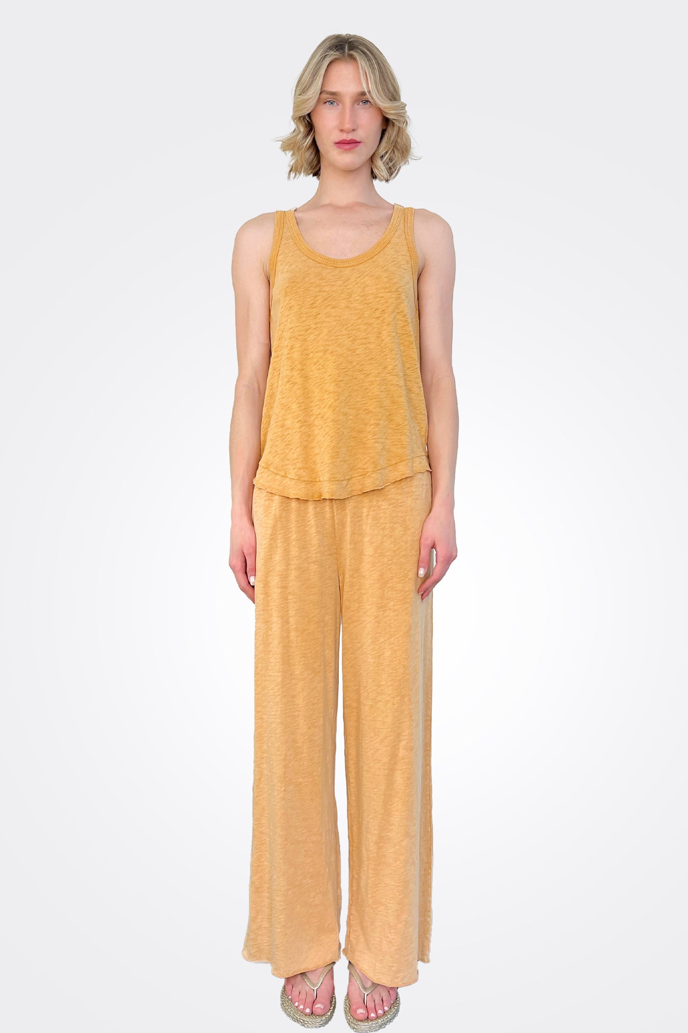 Bree Racer Tank Top for Women - Soft Butter Rum Color - Perfect for Yoga, Gym & Summer Outfits