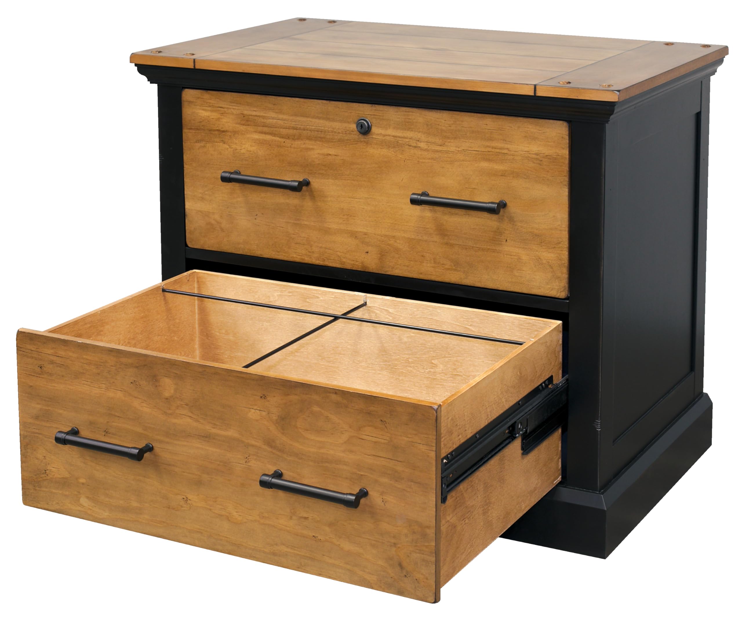 Martin Furniture 2-Drawer Lateral File Cabinet - Brown Wood Finish for Home Office Organization & Storage