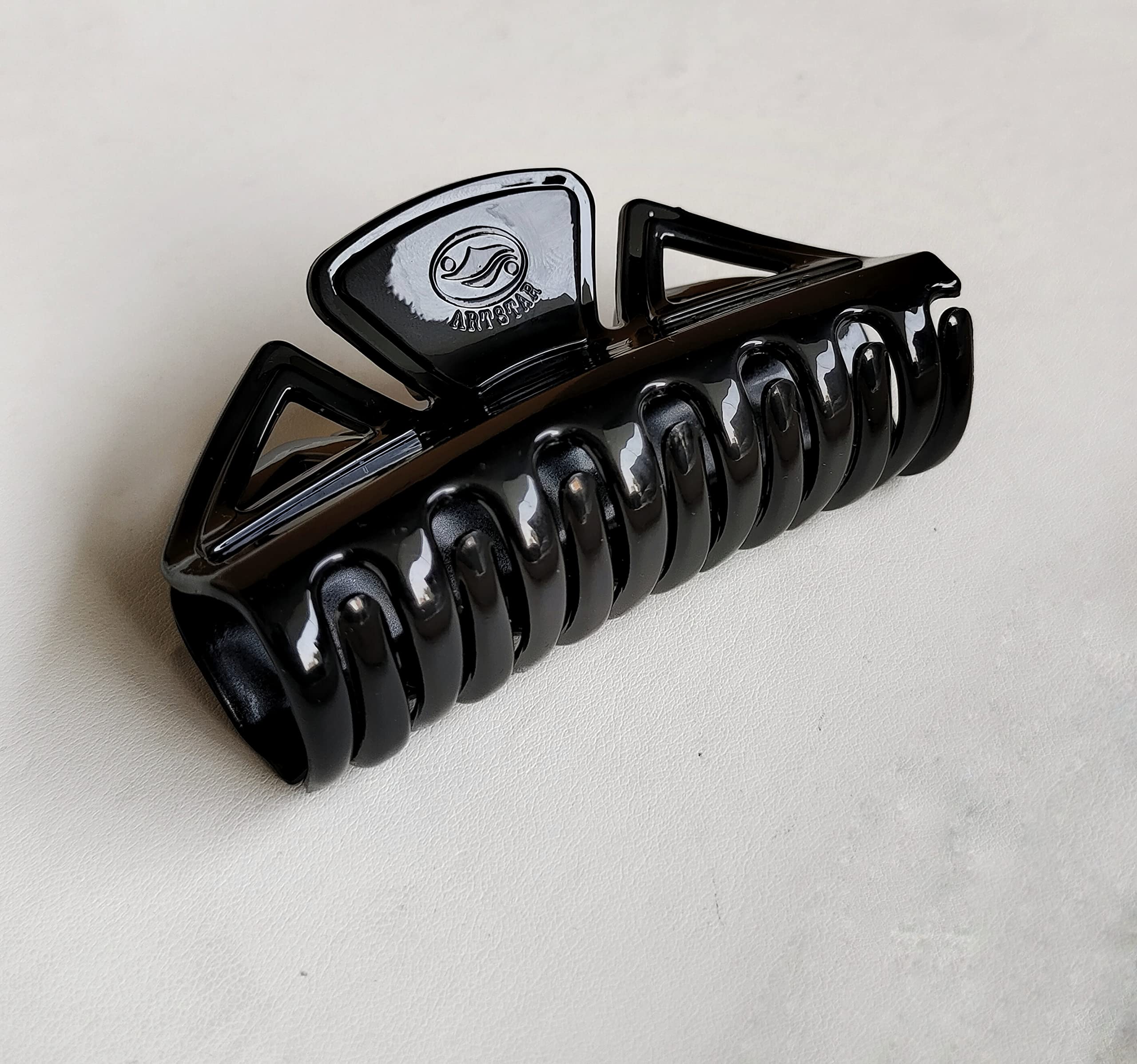BellaStella Large Black Plastic Hair Claw Clips for Women & Girls - 2 Pack - Perfect for Ponytails, Buns & Updos - Hair Accessories for Everyday, Work & Special Occasions