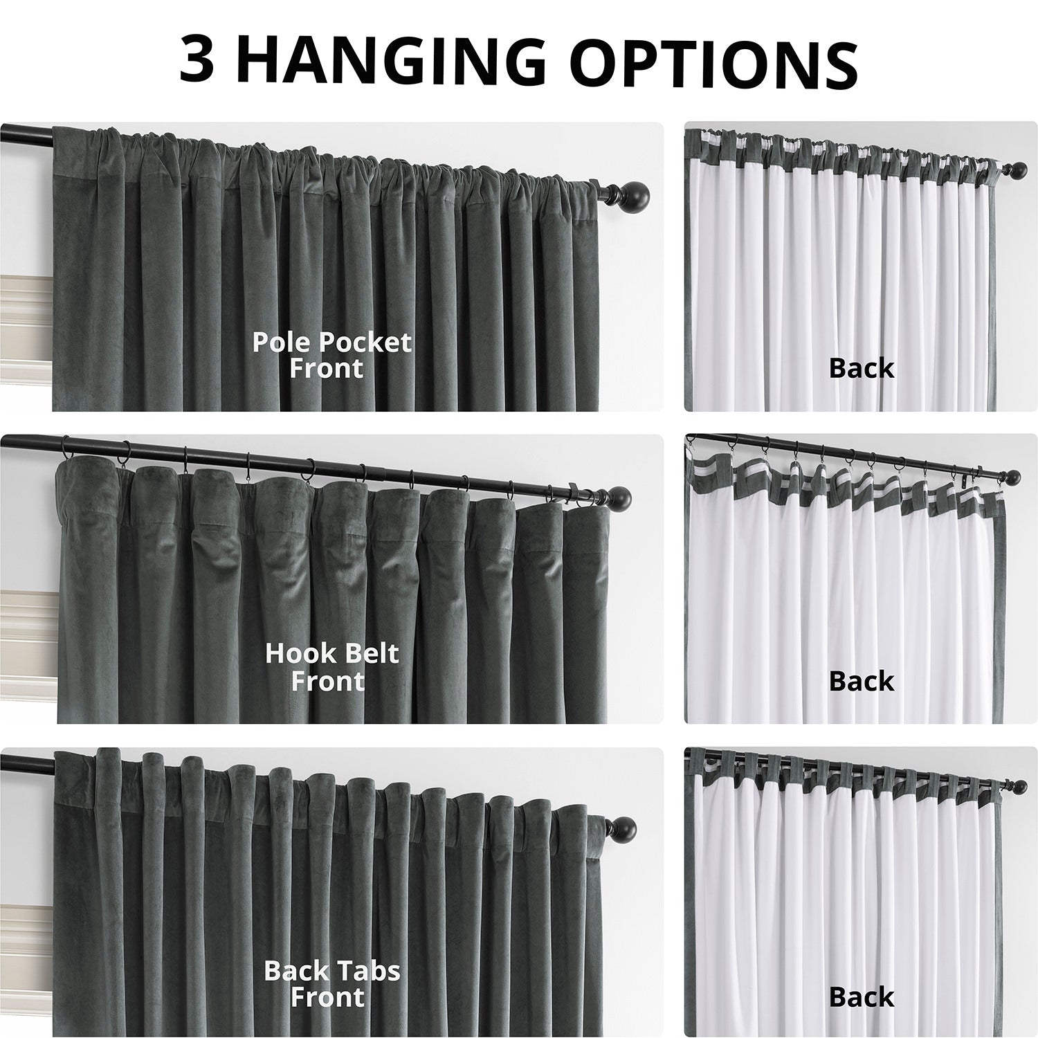 Natural Grey Signature Extra Wide Velvet Blackout Curtains for Bedroom - Thermal Insulated Noise Reducing Drapes for Living Room & Nursery