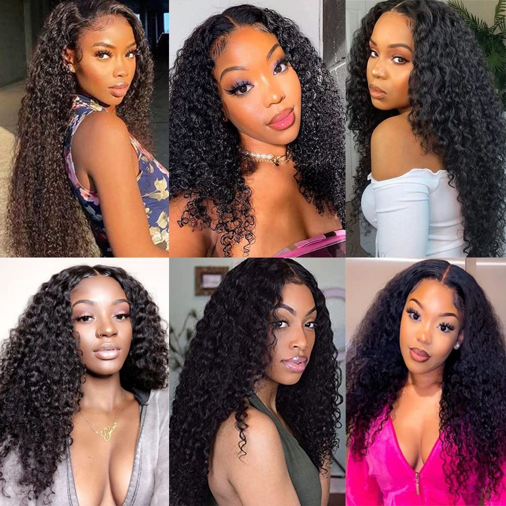 13x4 HD Lace Front Human Hair Wigs for Black Women - Glueless Kinky Curly Brazilian Wig with Pre-Plucked Hairline | Natural Color 24 Inch Curly Wig for Daily Wear, Parties & Special Occasions