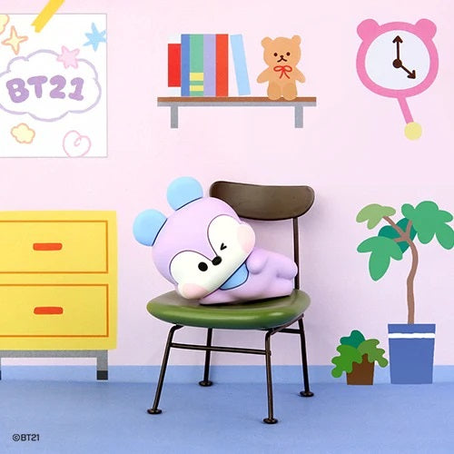 BT21 Mini Figure Lying Plush Toy - Cute Mang Character Collectible for BTS Fans | Perfect for Bedroom Decor, Car Accessories, and Gift Giving