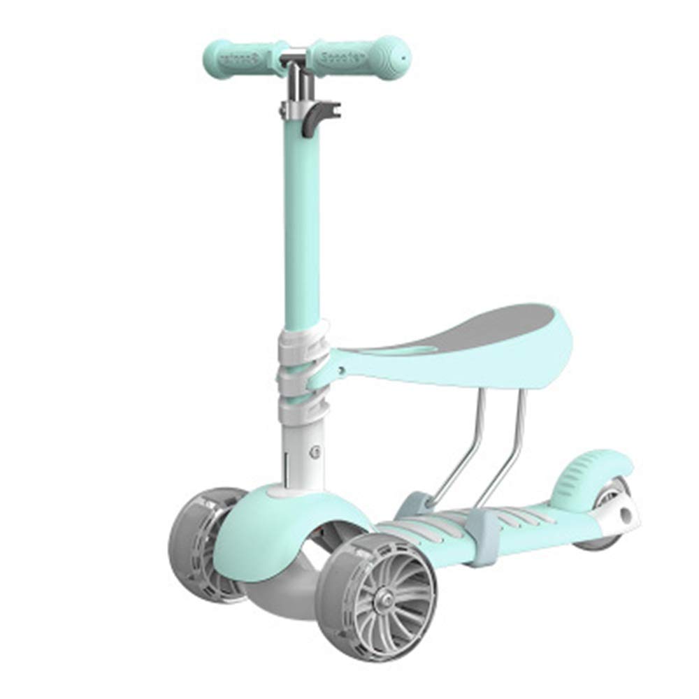 2-in-1 Adjustable 3 Wheel Kick Scooter for Kids - Foldable Fitness Scooter for Toddlers Boys & Girls - Fun Outdoor Exercise Toy for Home Gym & Park Play