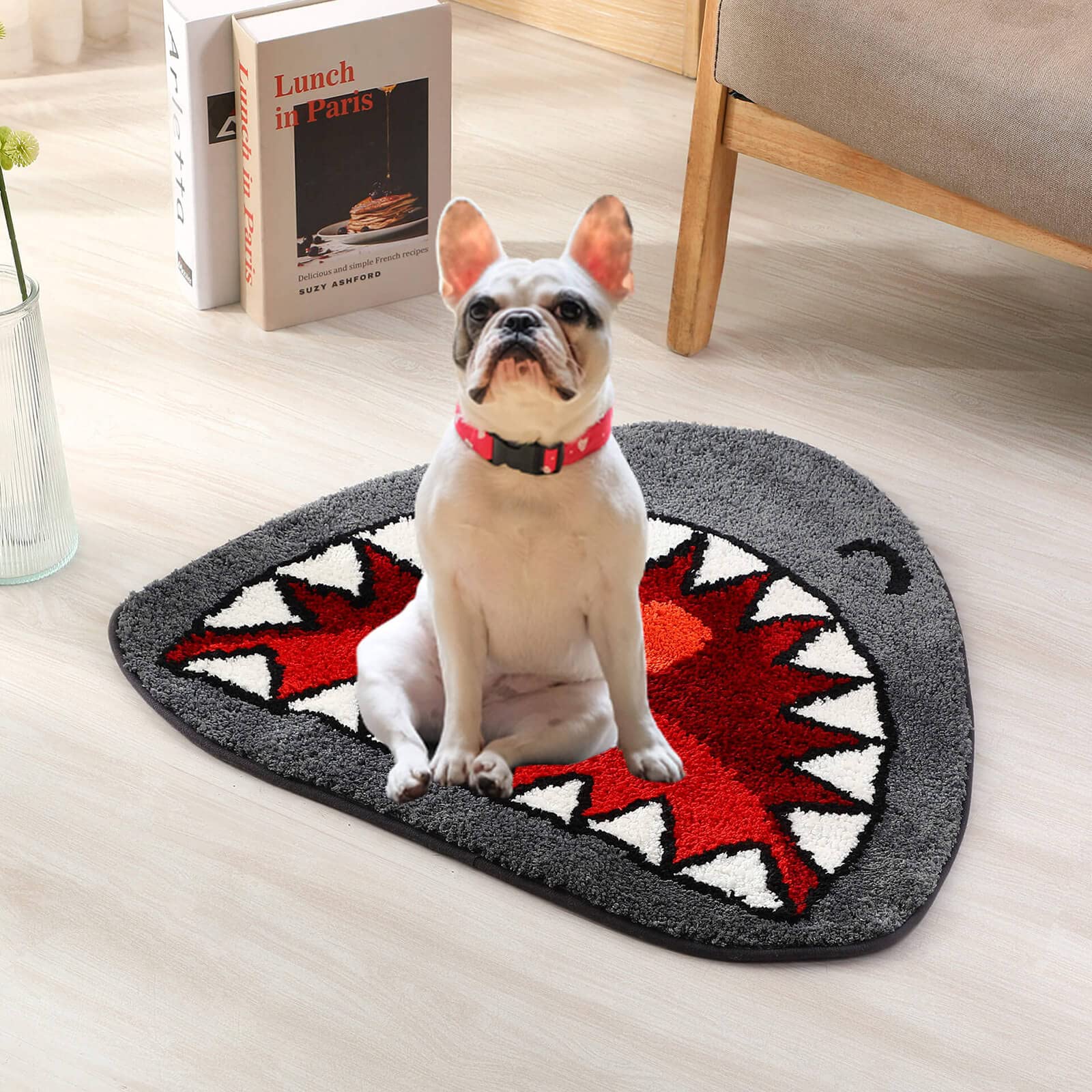 Shark Bathroom Rugs - Non-Slip Microfiber Bath Mat for Shower & Bathtub, Soft Absorbent Floor Mat, Funny Unique Washable Rug for Kids Room Decor (Grey) - Perfect for Bathroom Safety & Kids' Play Area