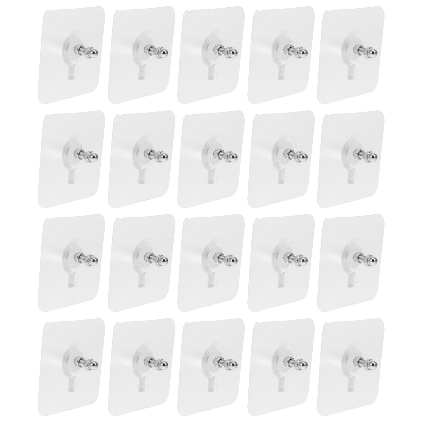 Cabilock 20-Piece No Trace Nail Screws Hanger - Self-Adhesive Wall Mounted Hooks for Coats, Hats & Storage - Strong Viscosity Metal Screw Patches - Damage-Free PVC Adhesive Hangers (Perfect for Apartments, Dorms & Rental Homes)