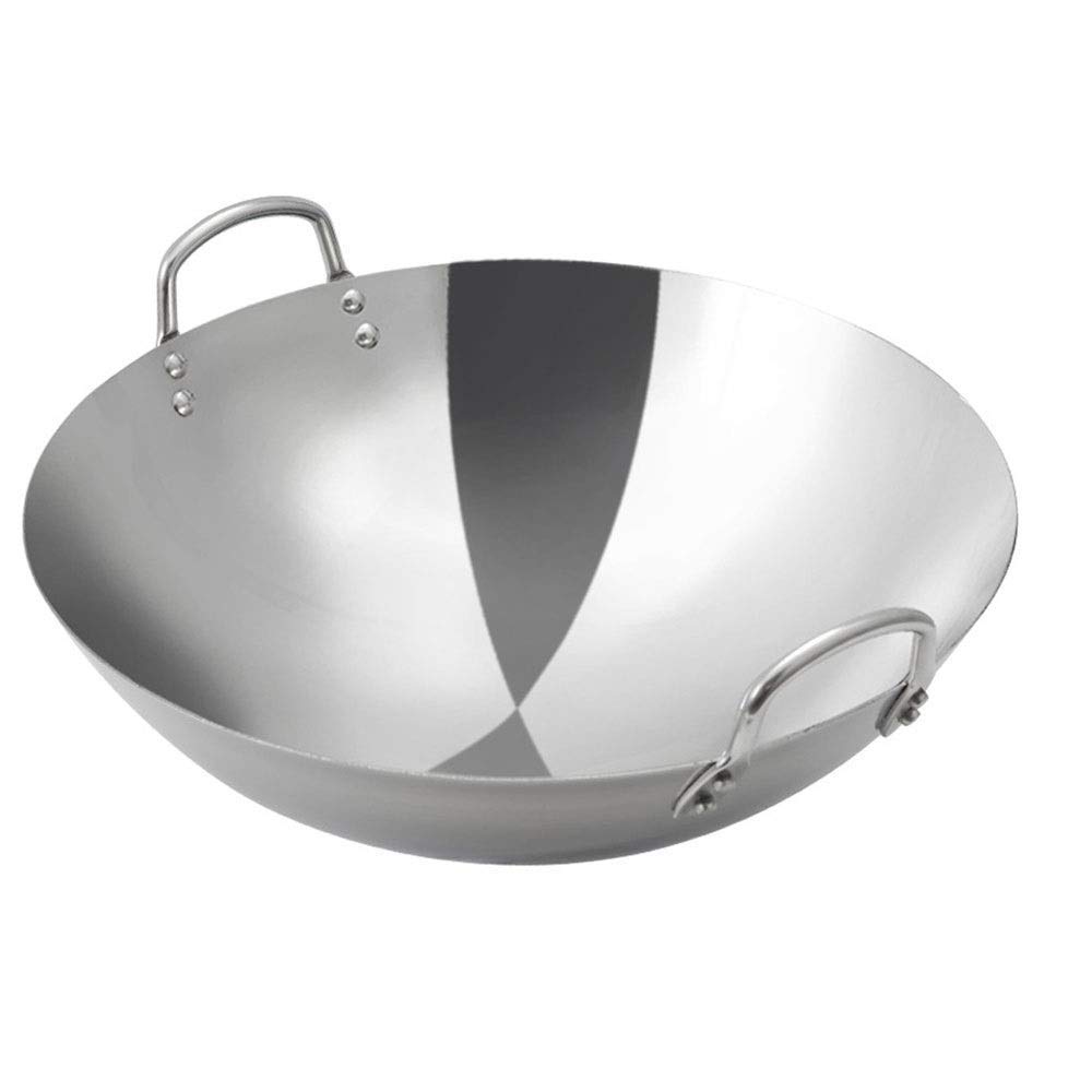 45cm Thickened Non-Stick Wok Pan - Premium Stainless Steel Frying Pan for Gas Stoves - Perfect for Stir Fry, Deep Frying & Pancake Making - Ideal for Home Kitchen & Outdoor Cooking