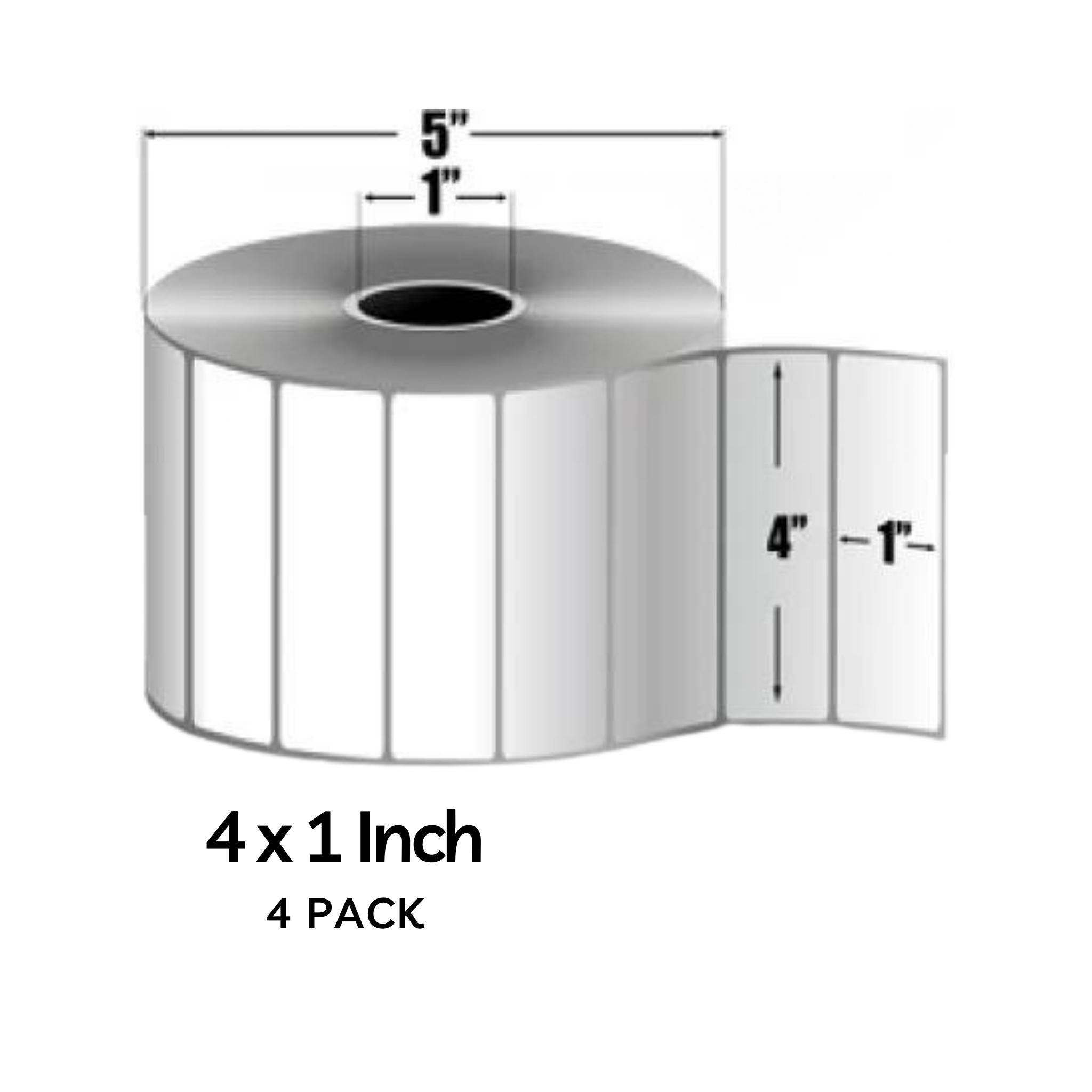Zebra Z Select 4000T Thermal Transfer Labels 4x1 Inch - 2260 Labels per Roll (4 Pack) - Ideal for Shipping, Inventory & Barcode Labeling