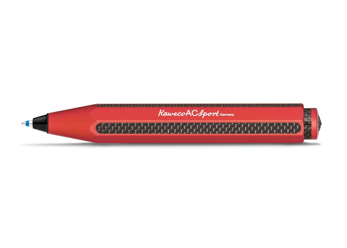 Kaweco AC SPORT Retractable Ballpoint Pen - Aluminum Red D1 Refillable Ball Pen (10.5cm) in Tin Box | Premium Office & Travel Writing Instrument for Professionals & Students