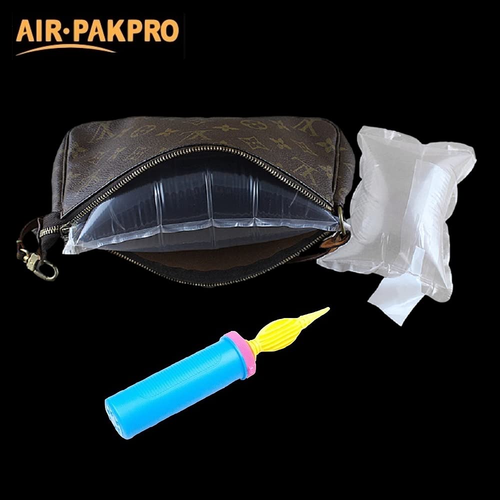100 Pack Inflatable Air Packaging Bags - 3.9x9.8 Inch Clear Plastic Air Pillows for Shipping Protection | Includes Free Hand Pump | Void Fill Cushioning for Ecommerce, Fragile Items & Moving Supplies (VFC1025) | Perfect for Online Sellers, Warehouse Packaging & Product Protection