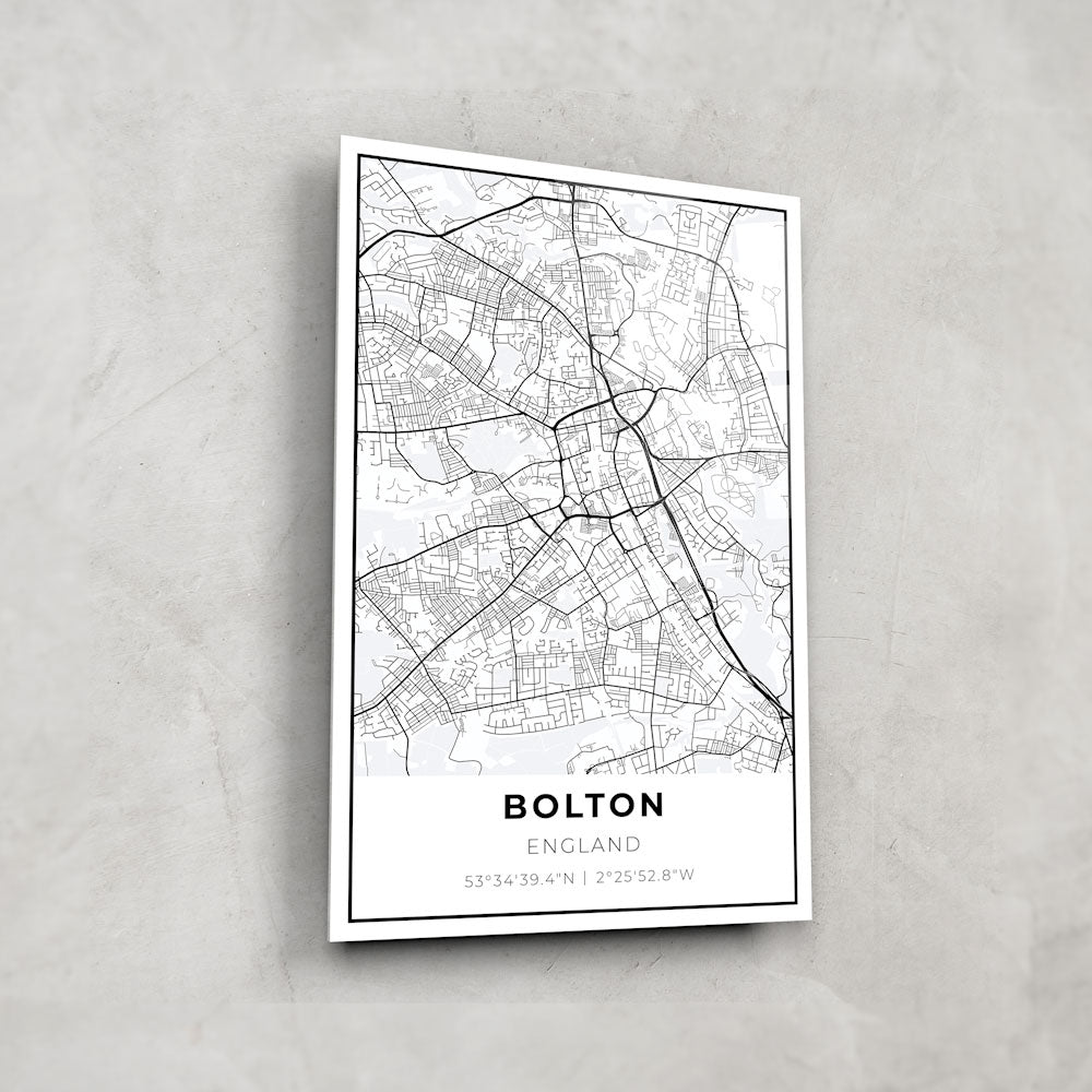 Bolton Map Glass Wall Art - Elegant Home Decor for Living Room, Office & Bedroom - Perfect Gift for Travel Lovers & Map Enthusiasts