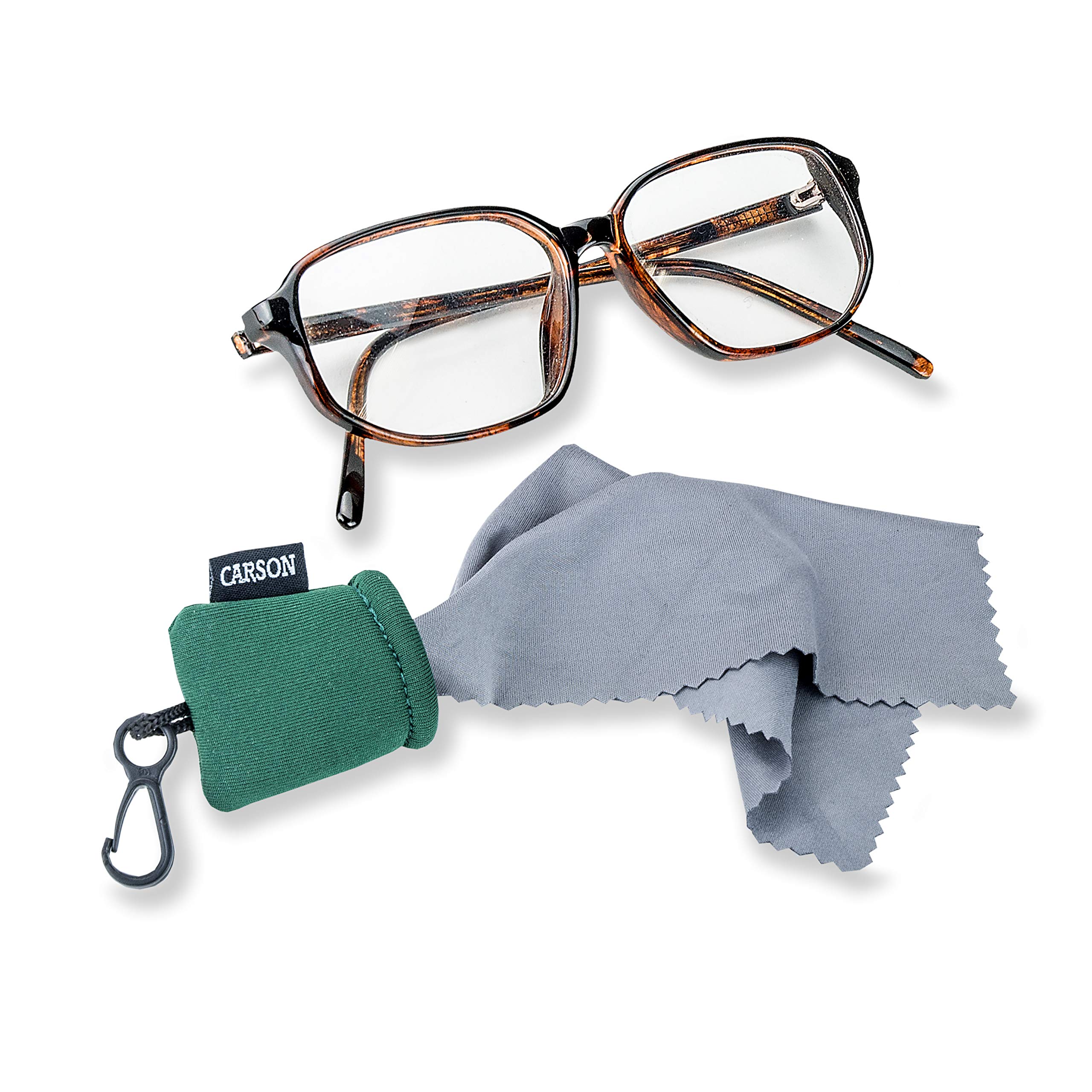 Carson Microfiber Lens Cleaning Cloth for Glasses, Phone, Tablet, Camera & Optics - 6.25x6.25 Inch Green (SN-40GR) - Gentle Scratch-Free Cleaning for Eyewear, Screens & Lenses