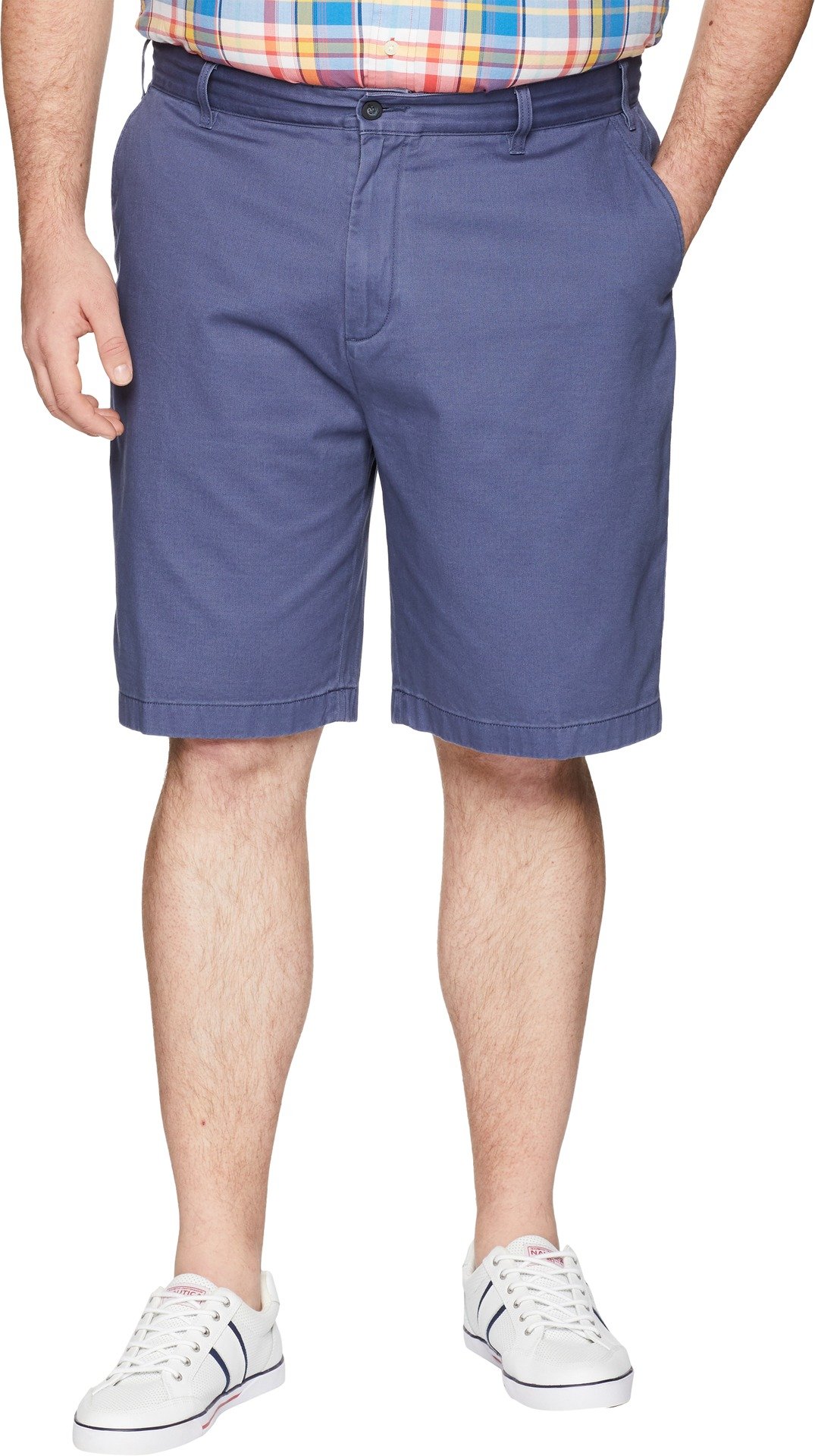 Nautica Men's Big & Tall Cotton Twill Flat Front Chino Shorts - Comfortable Casual Summer Shorts for Outdoor Activities & Travel