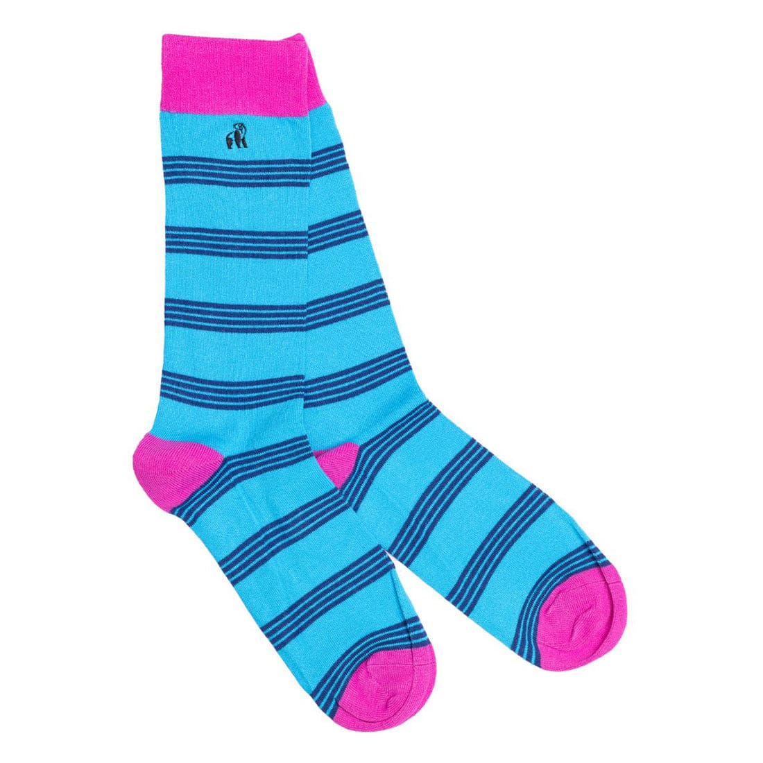 Aqua & Pink Striped Cotton Socks for Women - Soft Breathable Ankle Socks - Perfect for Running, Yoga, and Everyday Wear