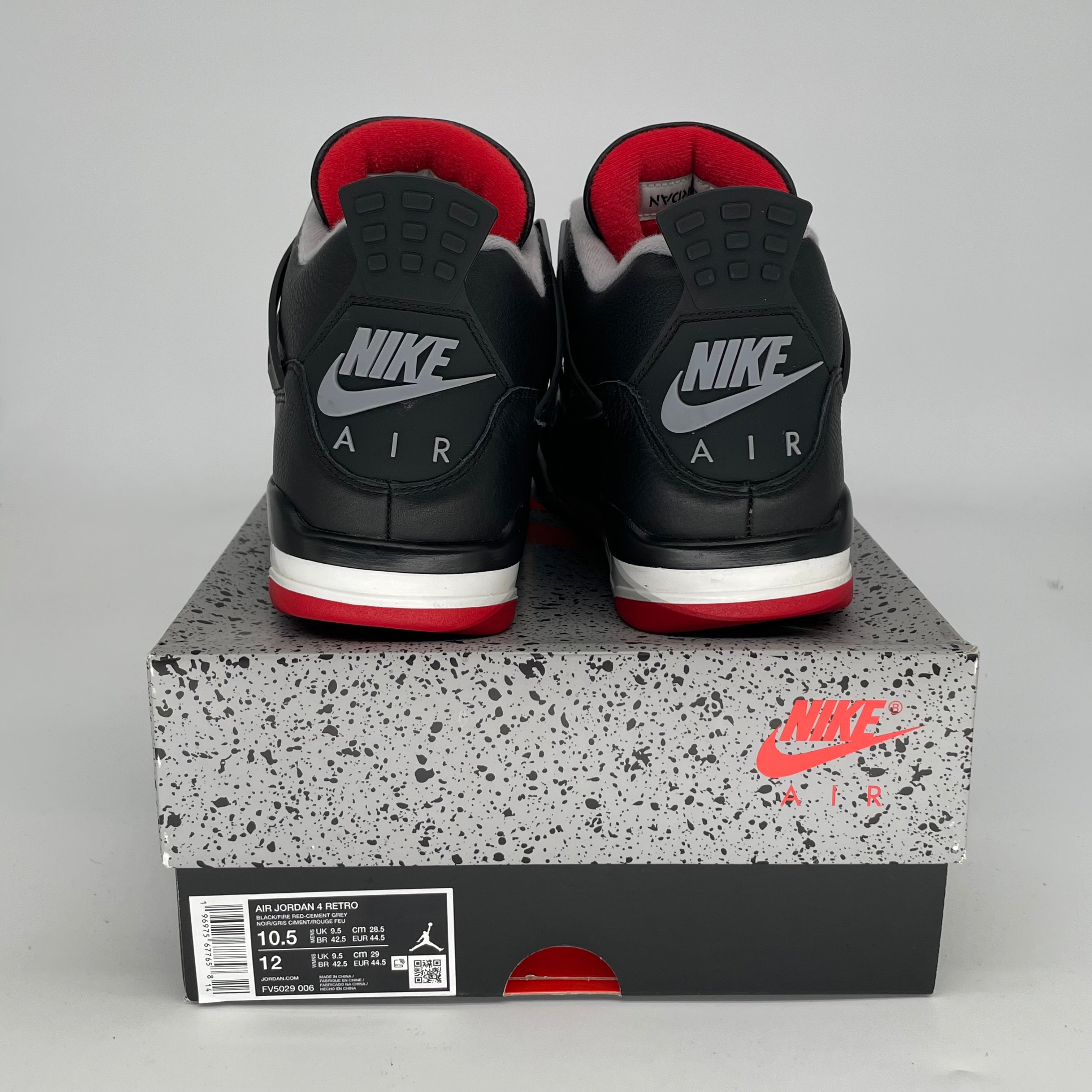 Original Air Jordan 4 Bred Reimagined Men's Basketball Shoes Size 10.5 / Women's 12W (FV5029-006) - Retro Sneakers for Streetwear & Basketball Performance