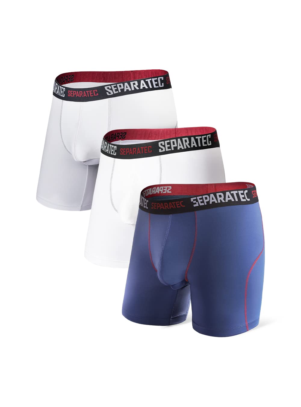 Separatec Men's Boxer Briefs - Dual Pouch Quick Dry Polyamide Sports Underwear 3 Pack - Breathable Soft Comfort for Gym, Running & Everyday Wear