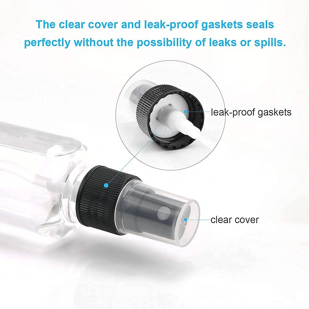 20 Pack 100ml Empty Clear Spray Bottles with Fine Mist Sprayer & Dust Cap - Small Refillable Plastic Bottles for Essential Oils, Beauty Products, Cleaning Solutions - Perfect for Home, Salon, Travel & DIY Projects